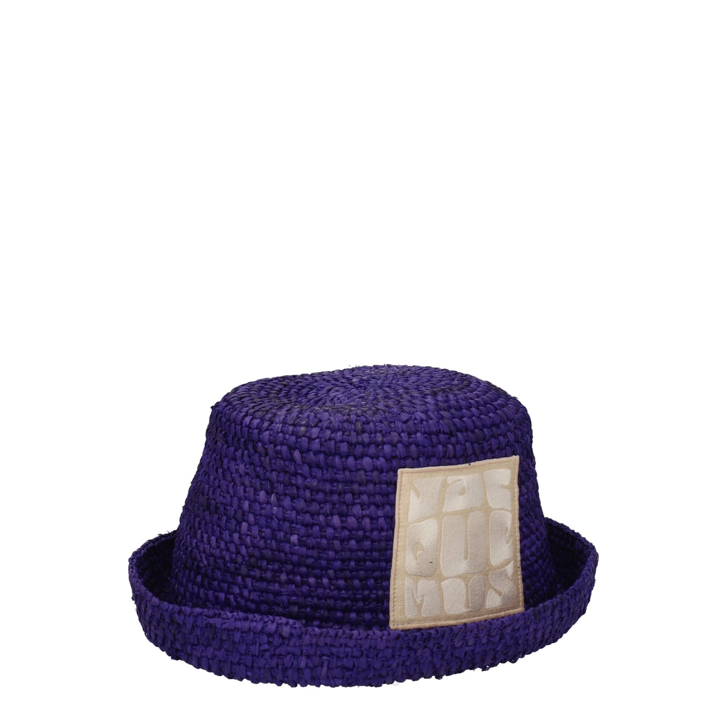 Jacquemus paarse raffia hoeden