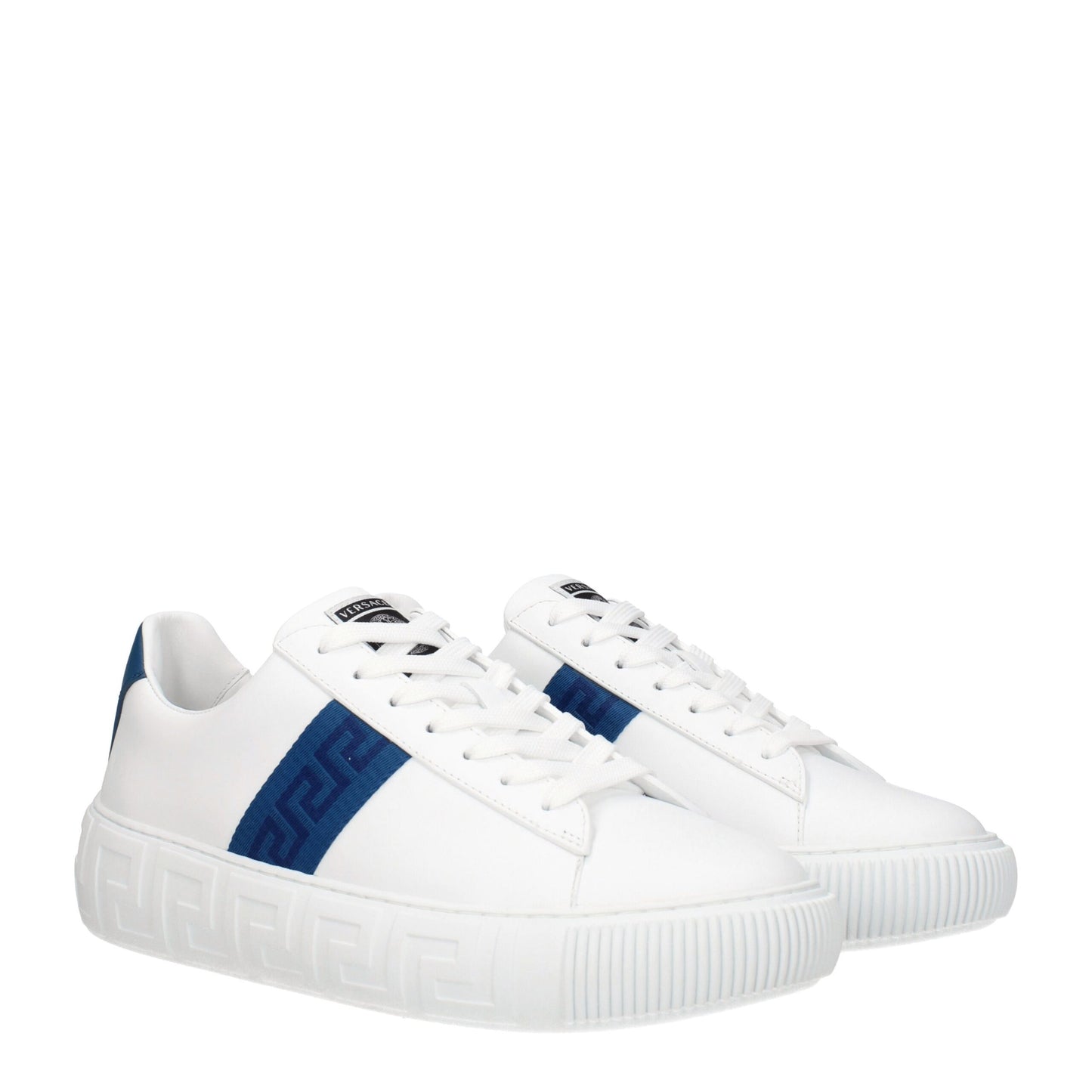 Baskets basses en cuir blanc Versace