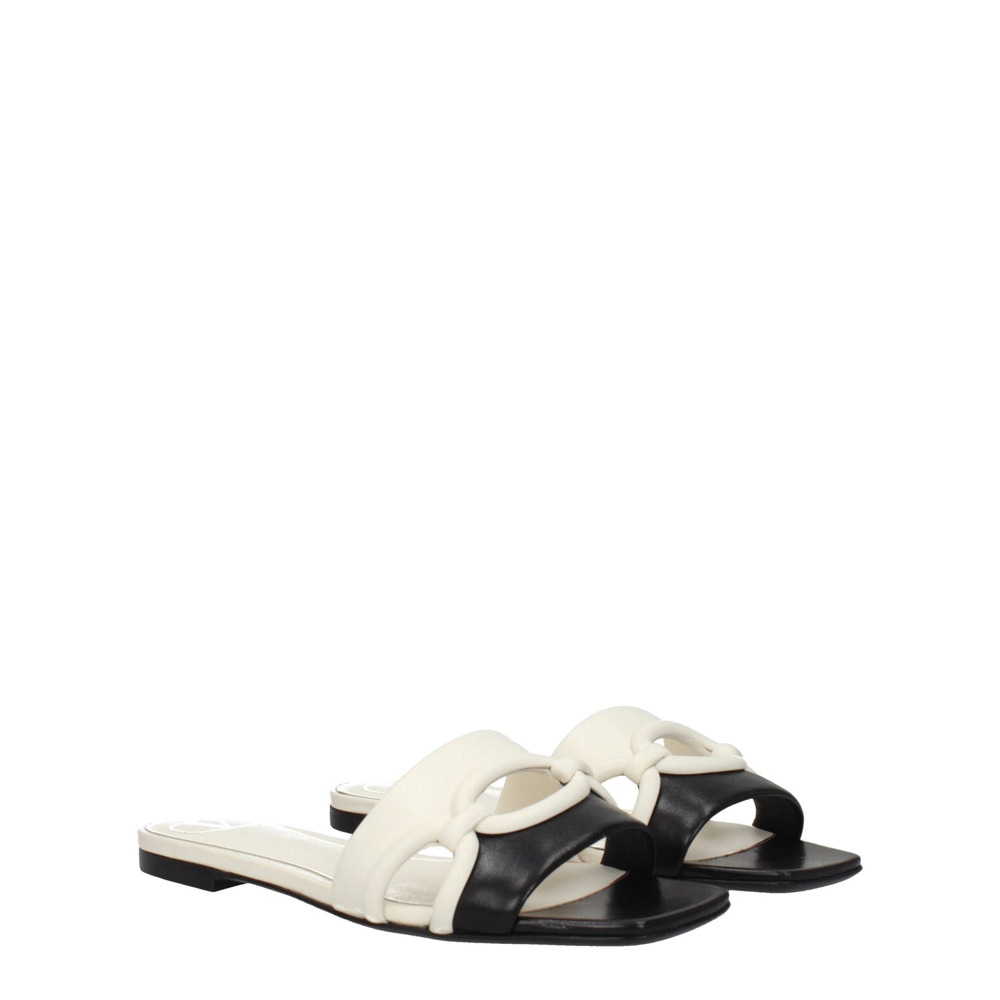 Valentino Garavani Zwarte Lederen Slippersandalen