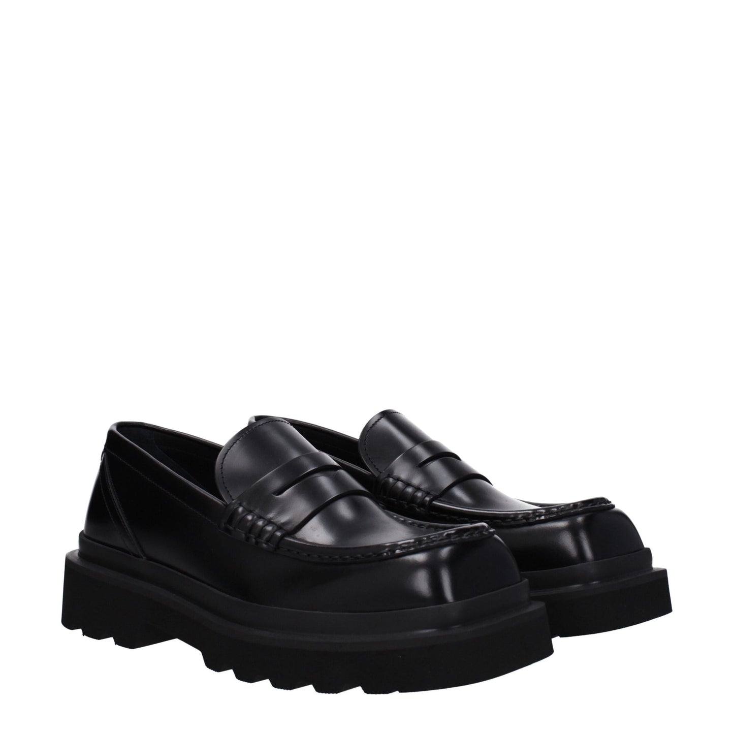 Mocassins à enfiler en cuir noir de Dolce & Gabbana