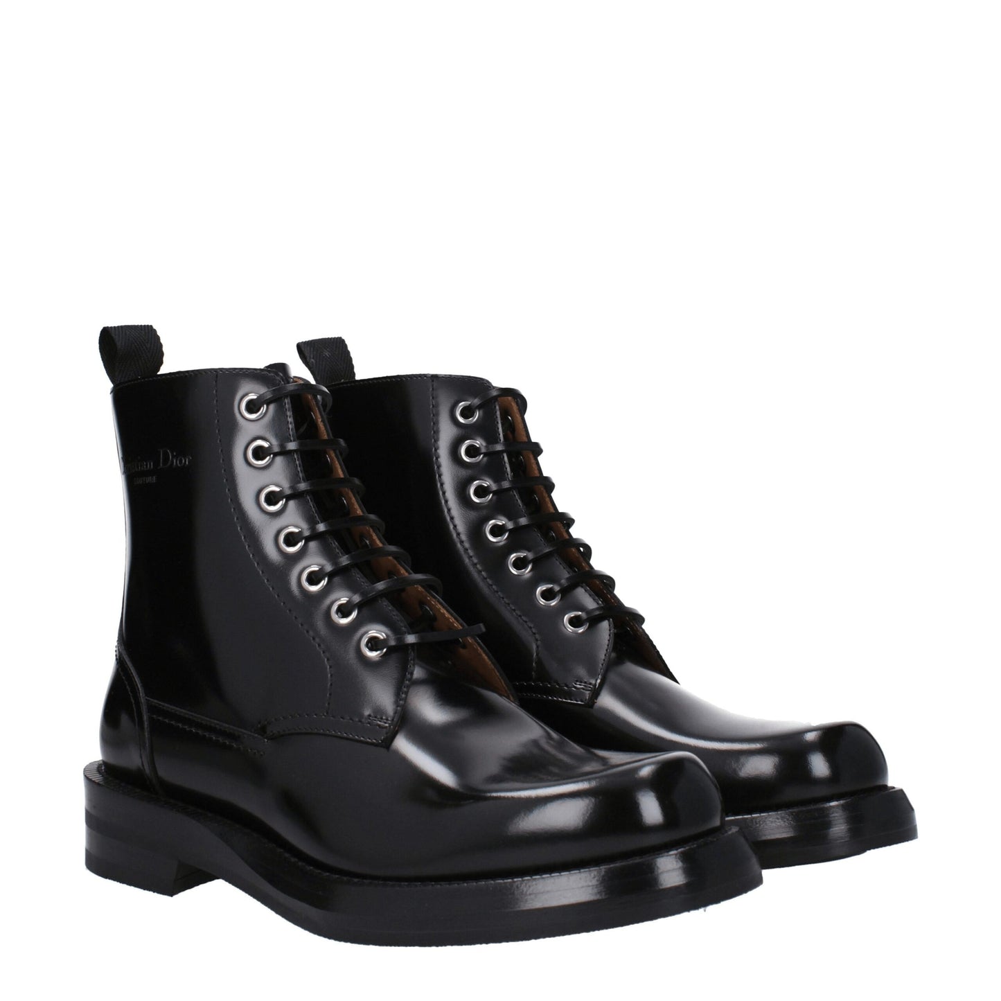 Bottes de cheville en cuir noir Christian Dior