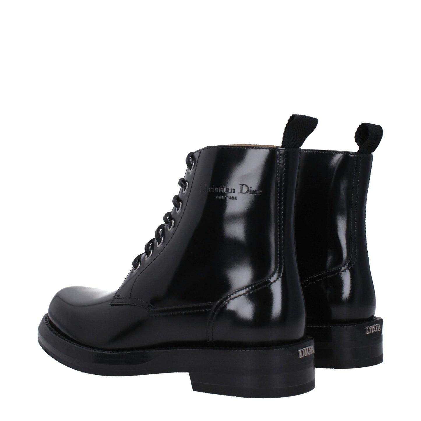 Bottes de cheville en cuir noir Christian Dior