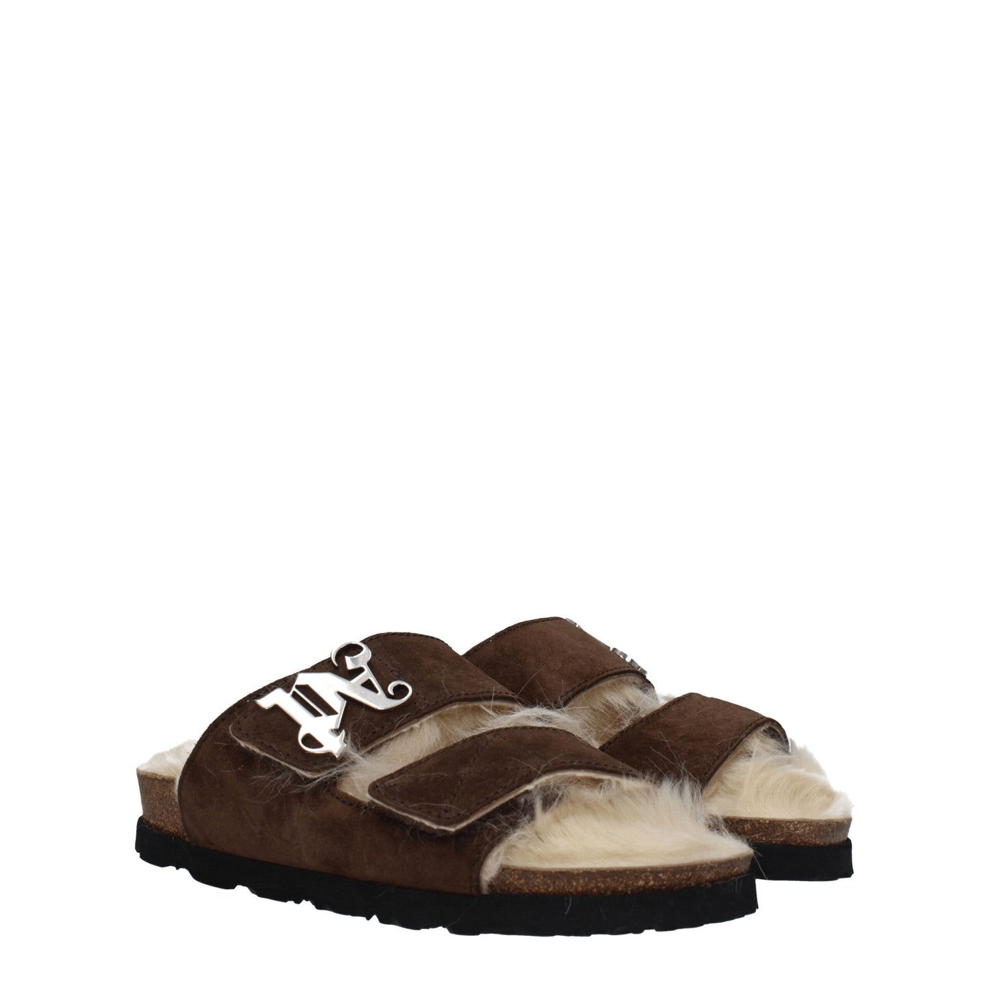 Palm Angels Bruine Lederen Slippers Sandalen
