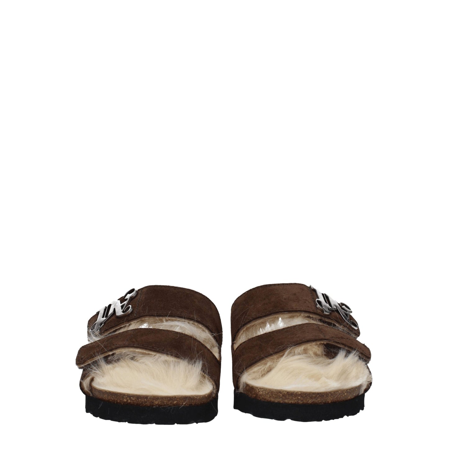 Palm Angels Bruine Lederen Slippers Sandalen