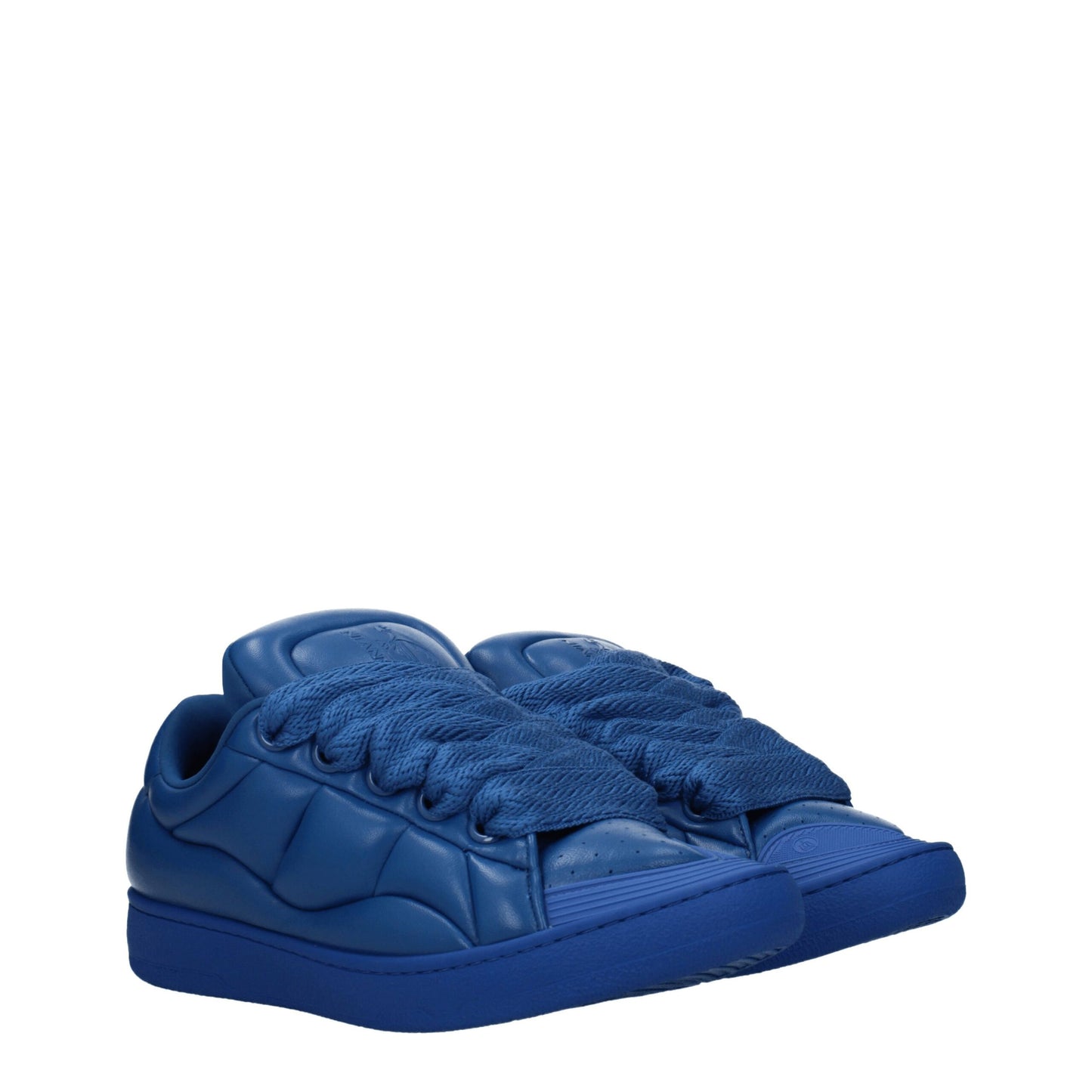 Baskets basses en cuir bleu Lanvin