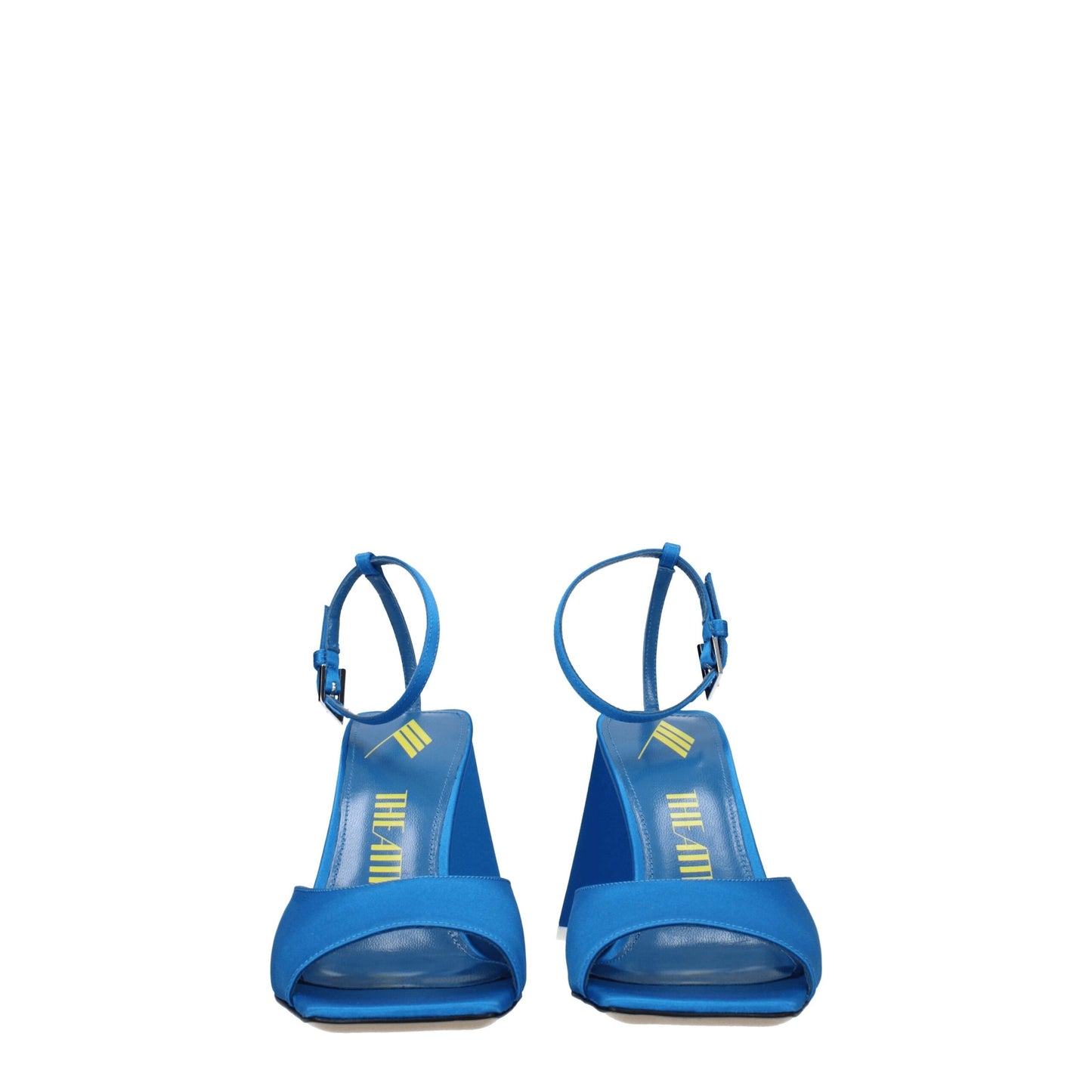 De Attico blauwe satijnen stilettohak-sandalen