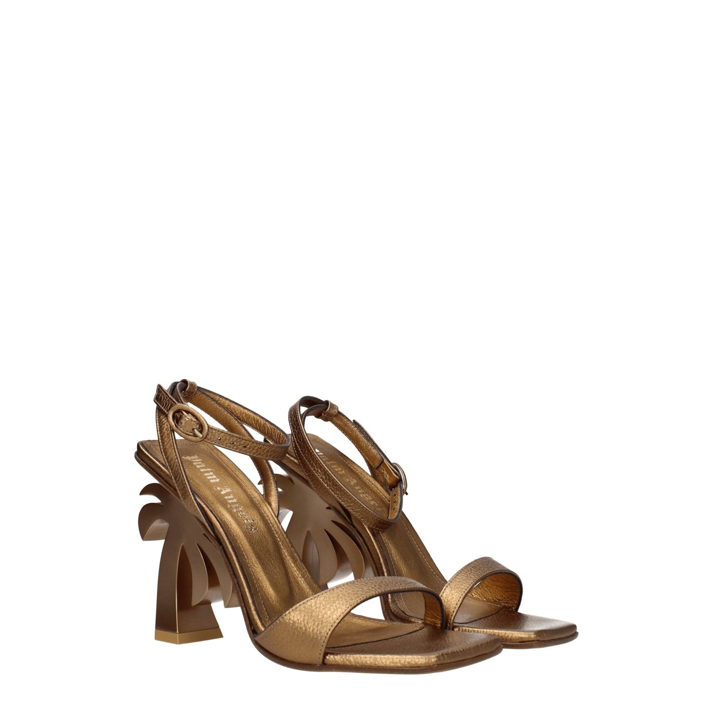 Palm Angels Goudkleurige Lederen Platformschoenen
