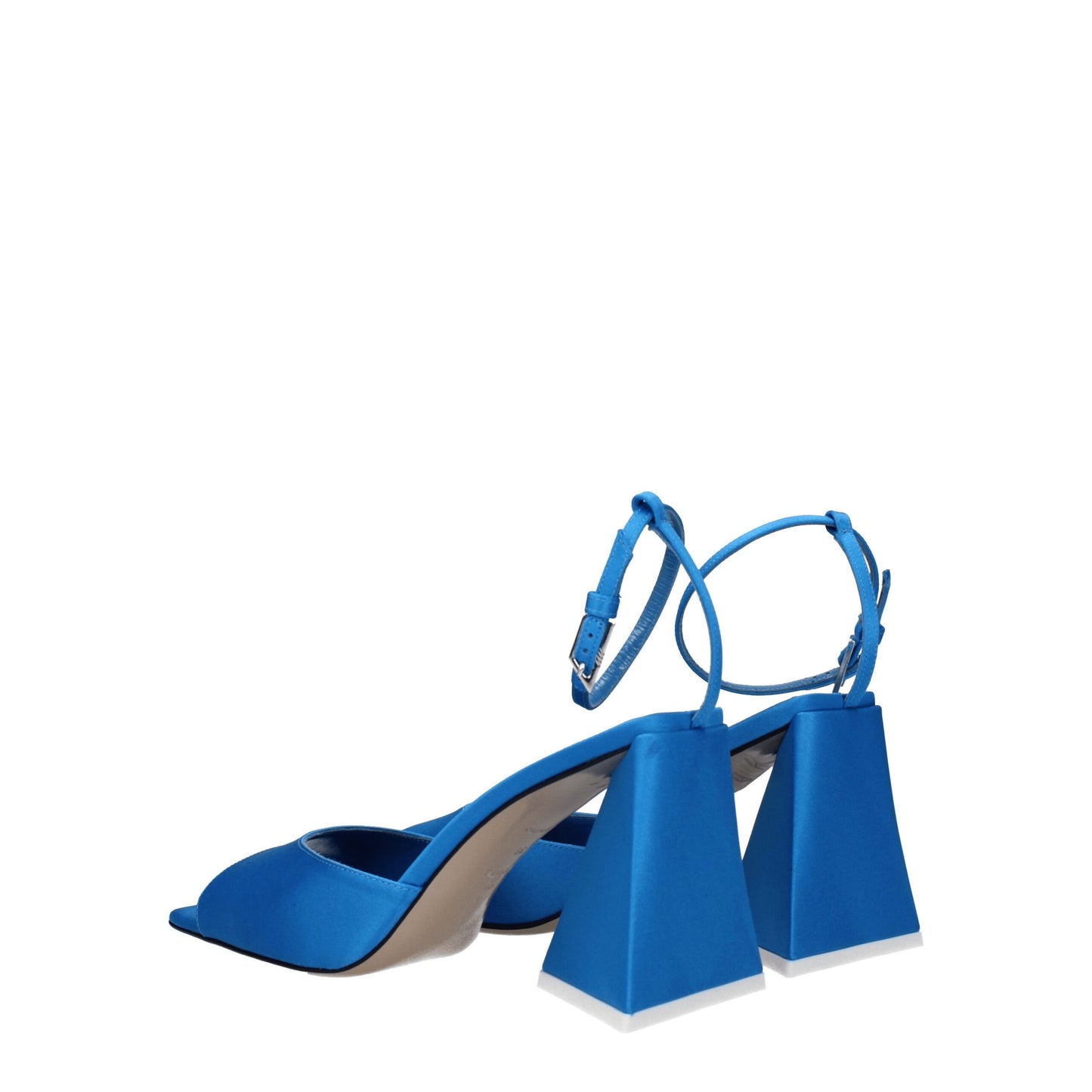De Attico blauwe satijnen stilettohak-sandalen