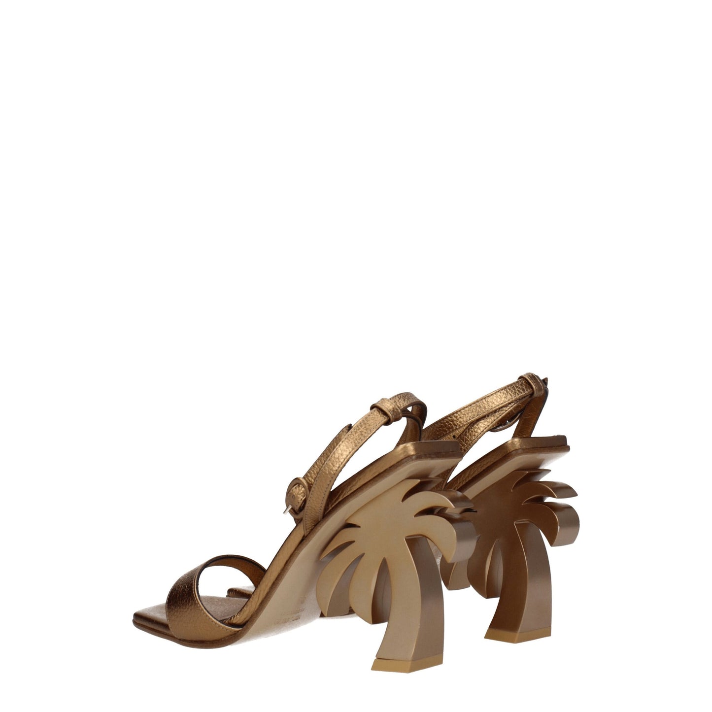 Palm Angels Goudkleurige Lederen Platformschoenen