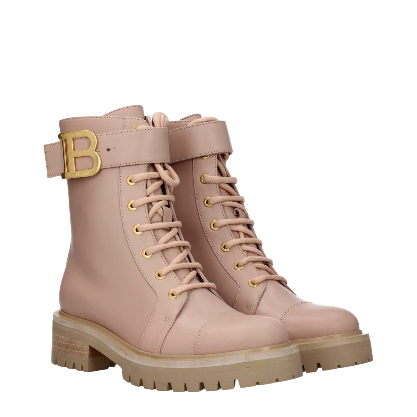 Ankle boots van beige leer van Balmain