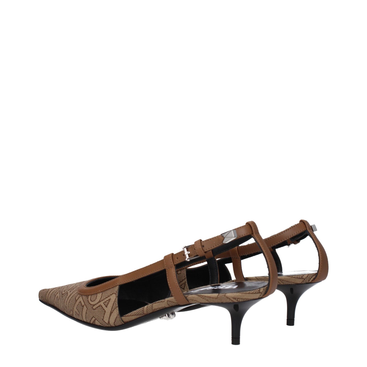 Versace pumps van beige stof met een gemiddelde hak.