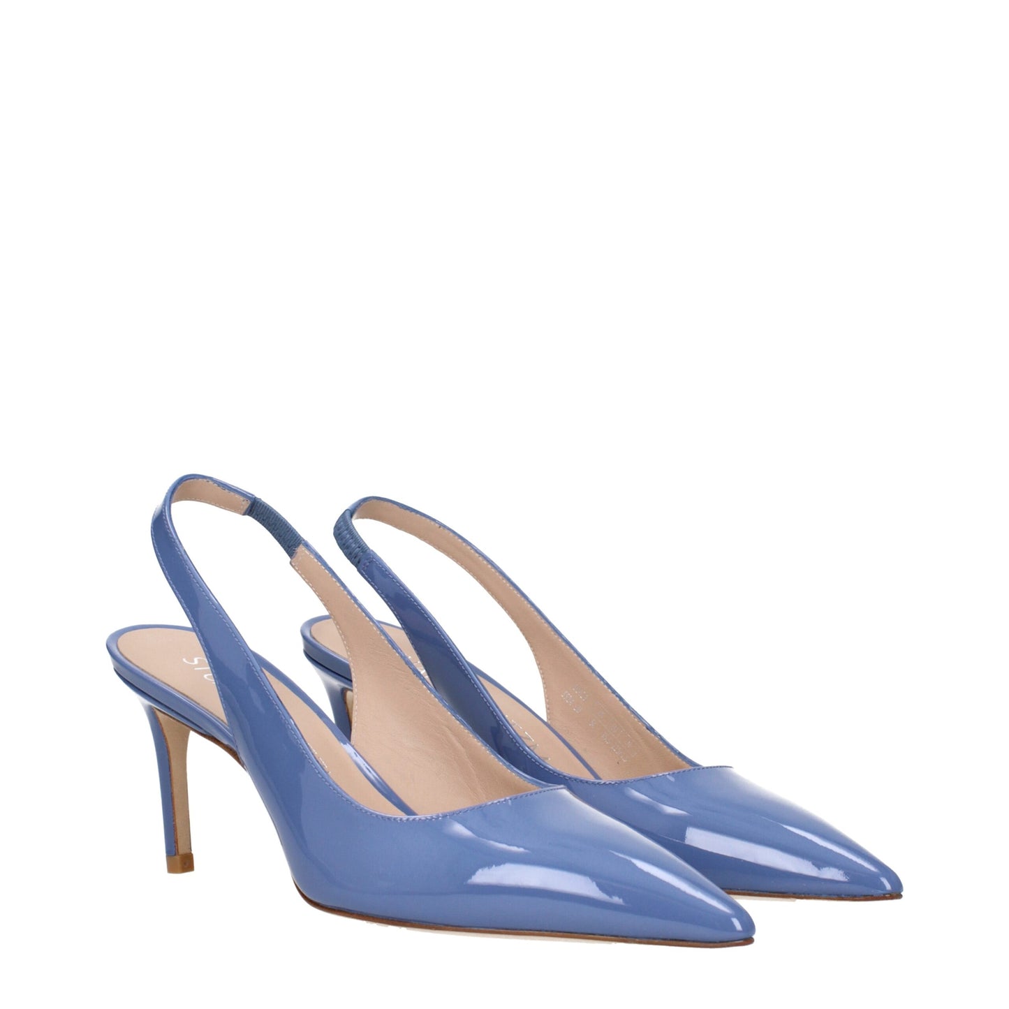 Lichtblauwe leren pumps met hoge hak van Stuart Weitzman