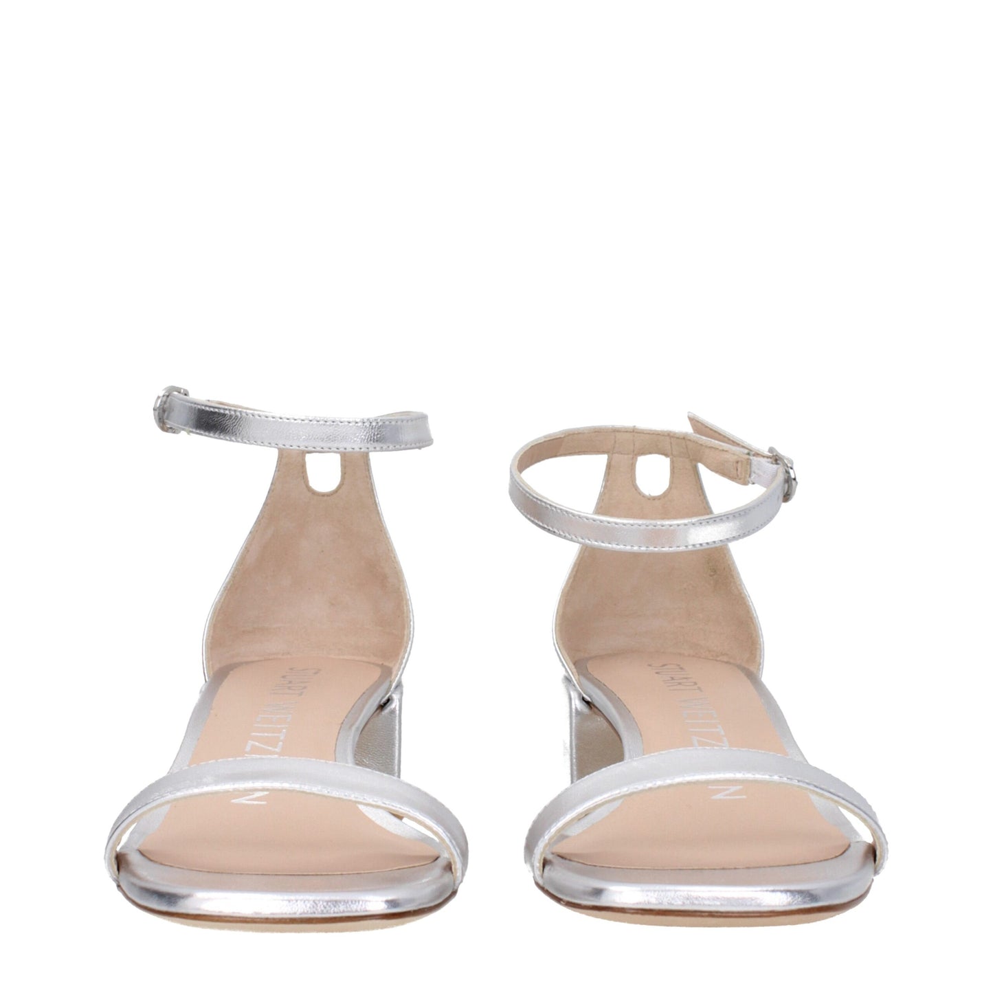 Stuart Weitzman grijze leren platte sandalen