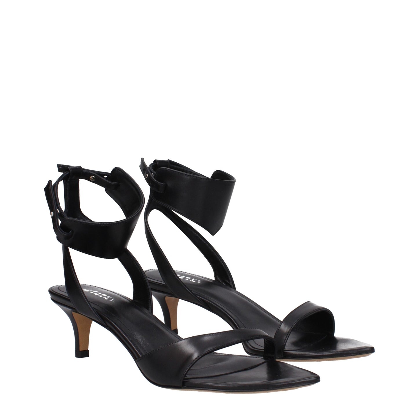Isabel Marant Zwarte Lederen Platte Sandalen