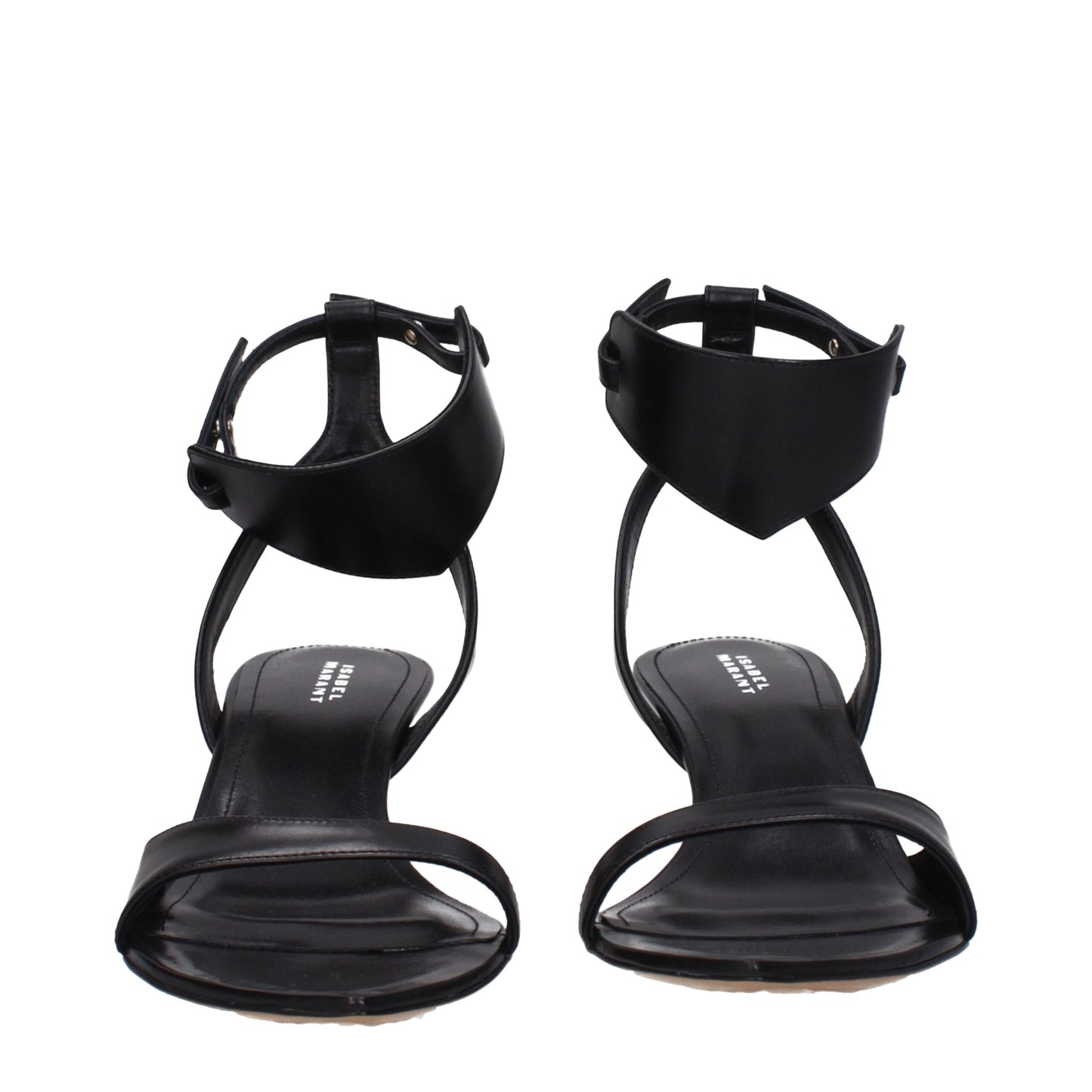 Isabel Marant Zwarte Lederen Platte Sandalen