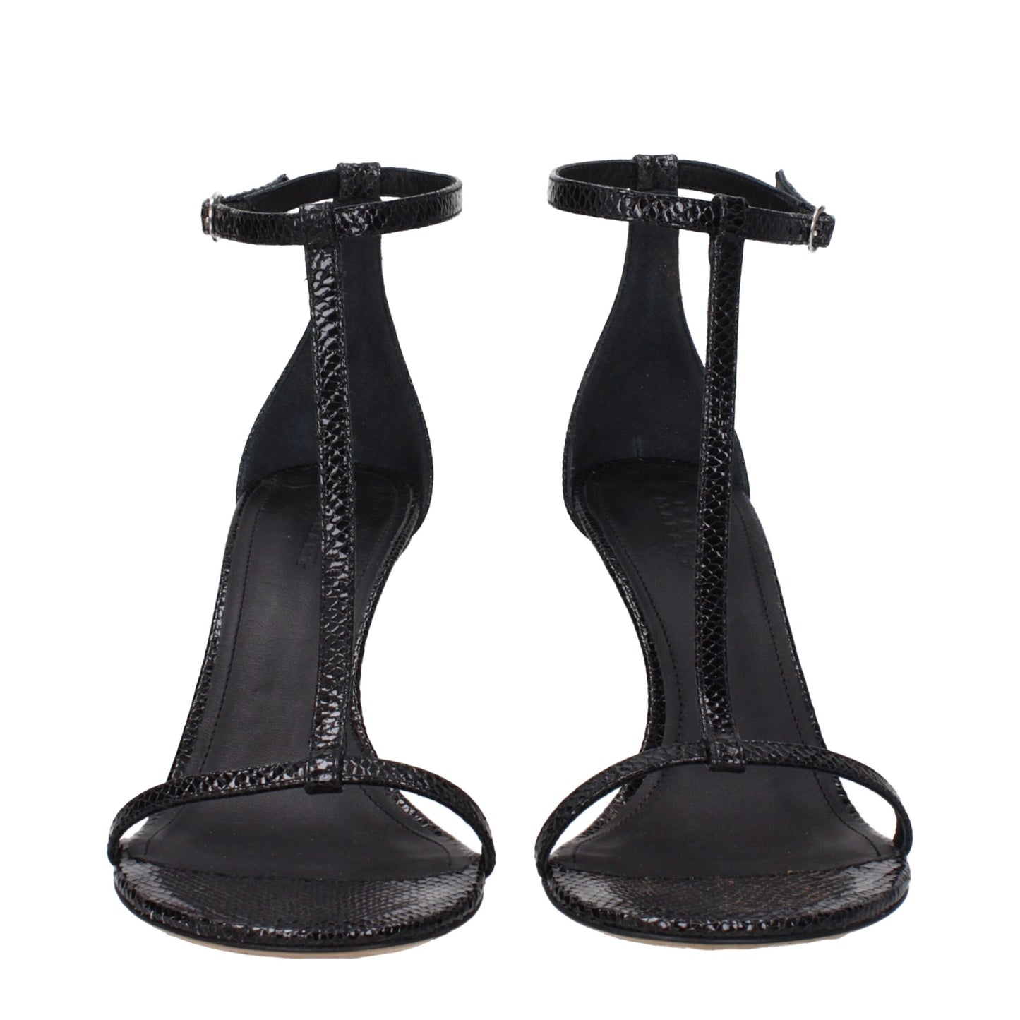 Isabel Marant Zwarte Lederen Stiletto Hakken Sandalen
