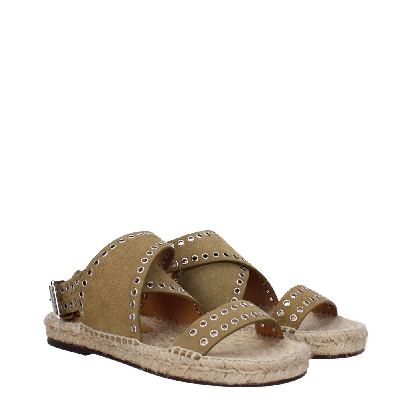 Isabel Marant groene leren platte sandalen