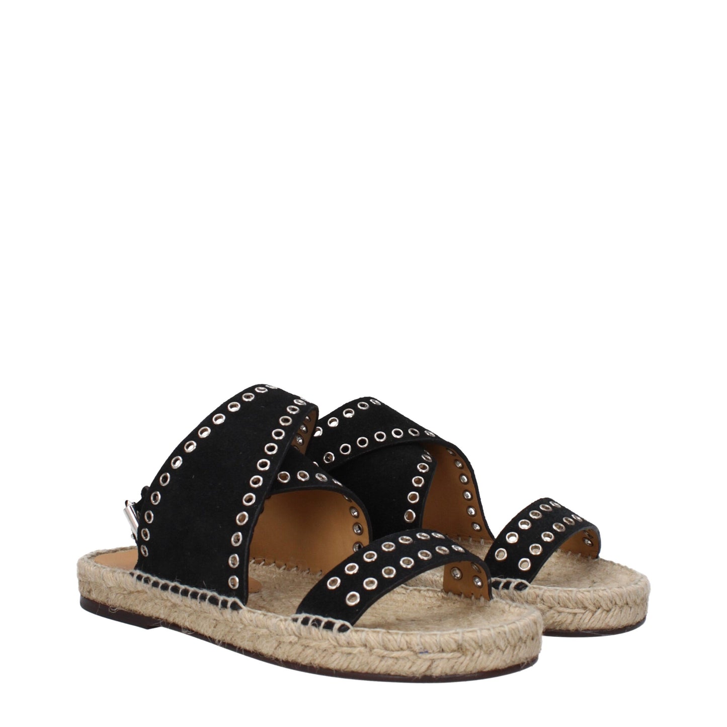 Isabel Marant Zwarte Lederen Platte Sandalen