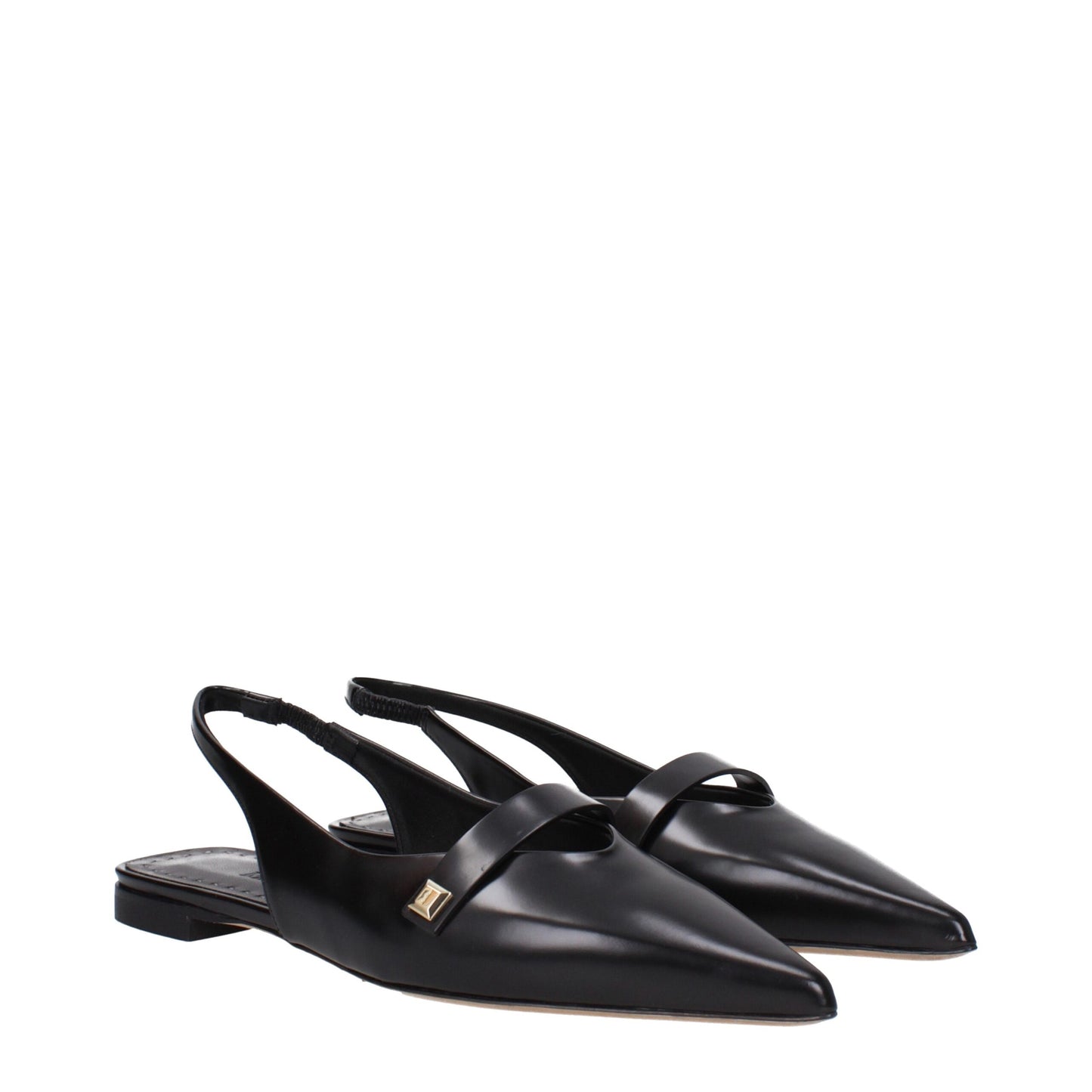 Max Mara leren balletpumps in het zwart