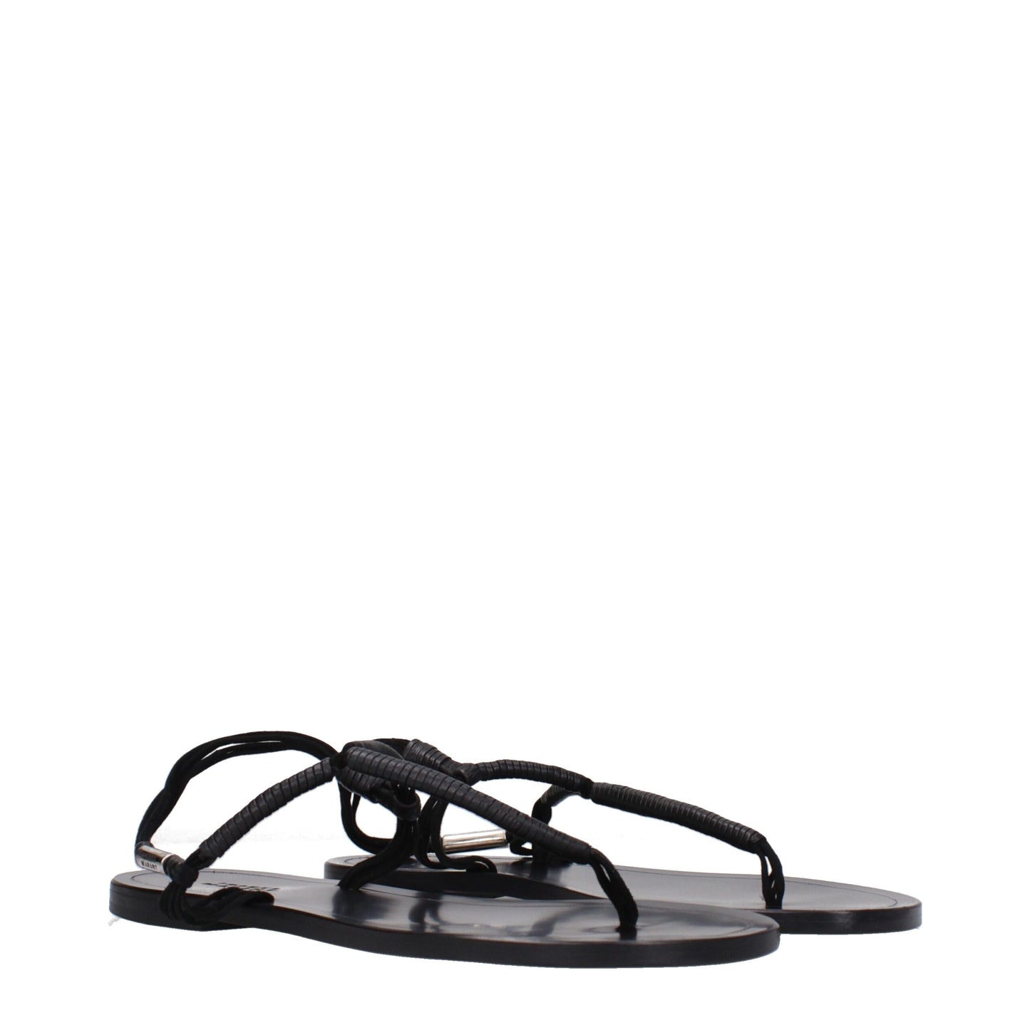 Isabel Marant Zwarte Leren Flip-Flop Sandalen