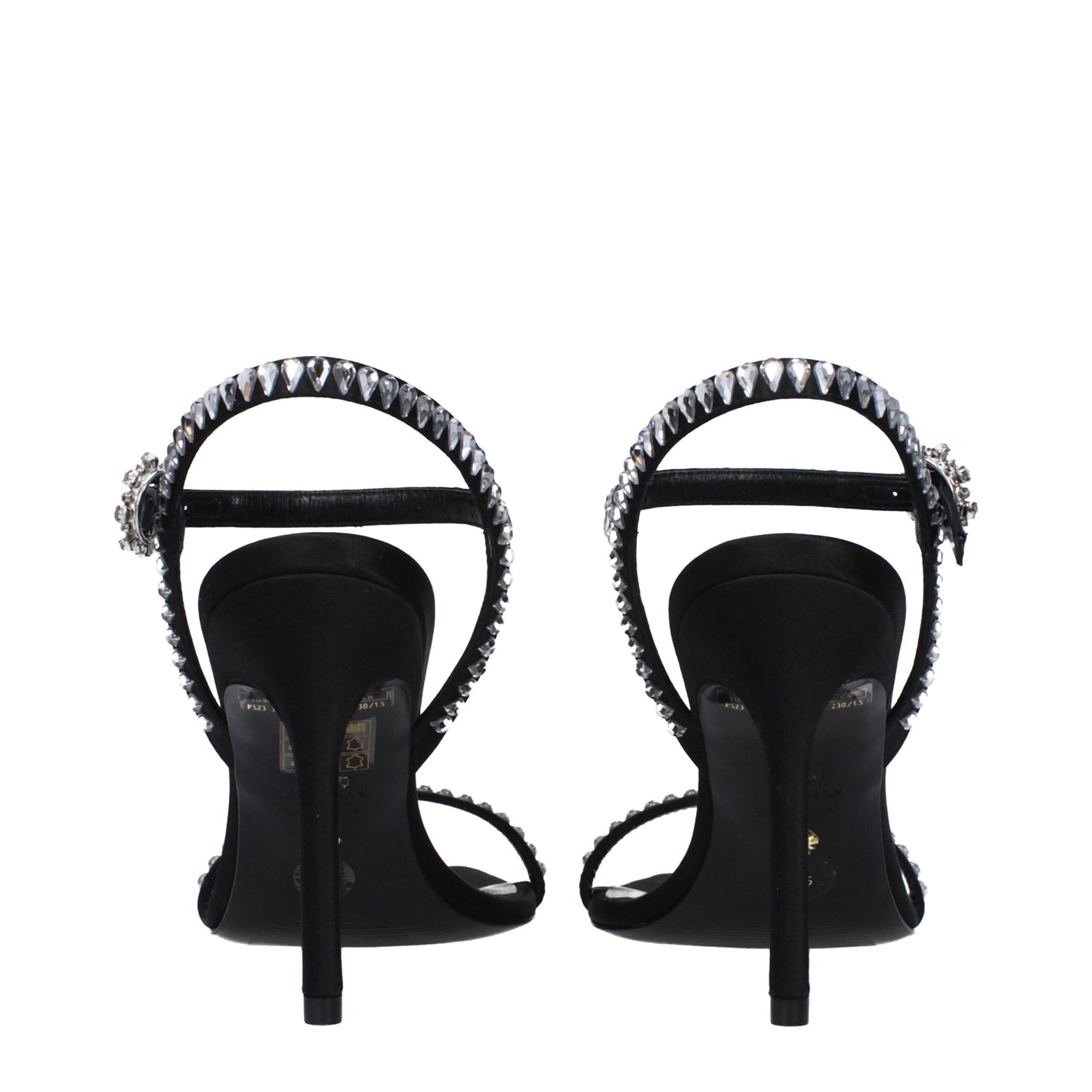 Sandales à talons aiguilles en satin noir de Stuart Weitzman