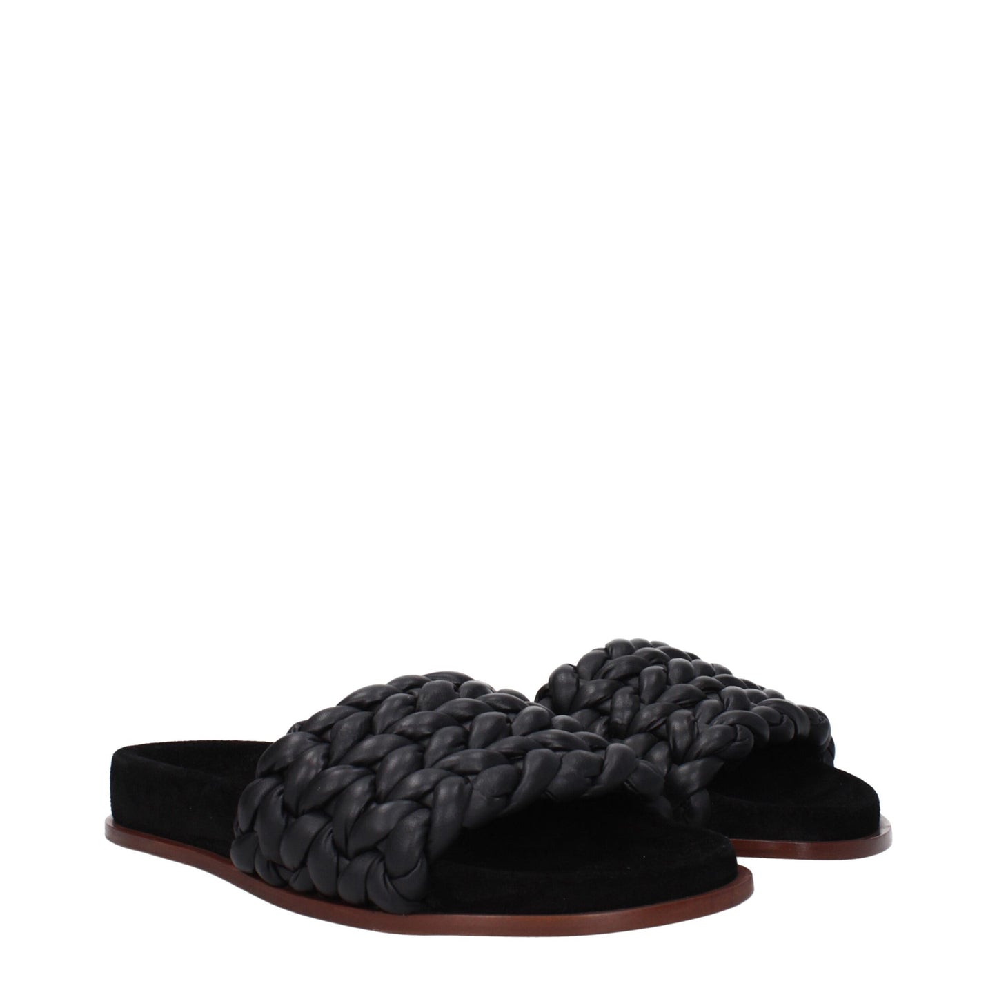 Chloé Zwarte Lederen Slippers Sandalen