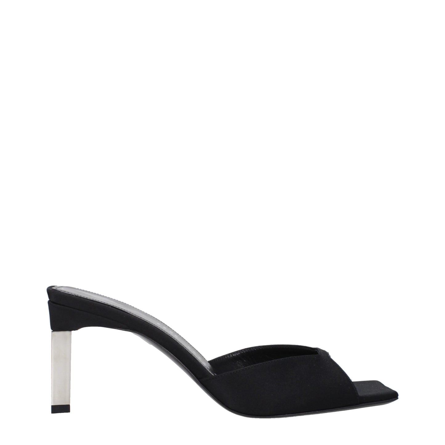 De Attico Zwarte Satijnen Stiletto Hakken Sandalen