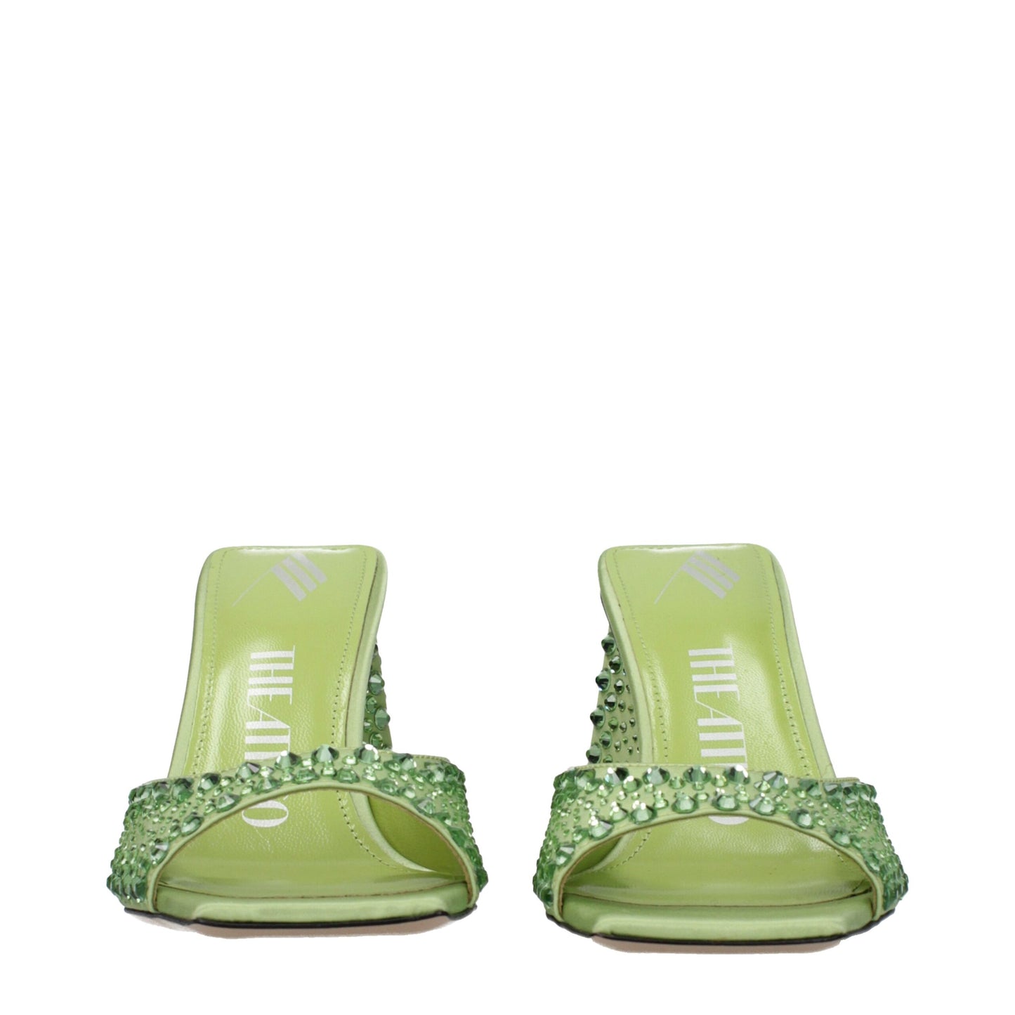 De Attico groene satijnen stilettohak-sandalen
