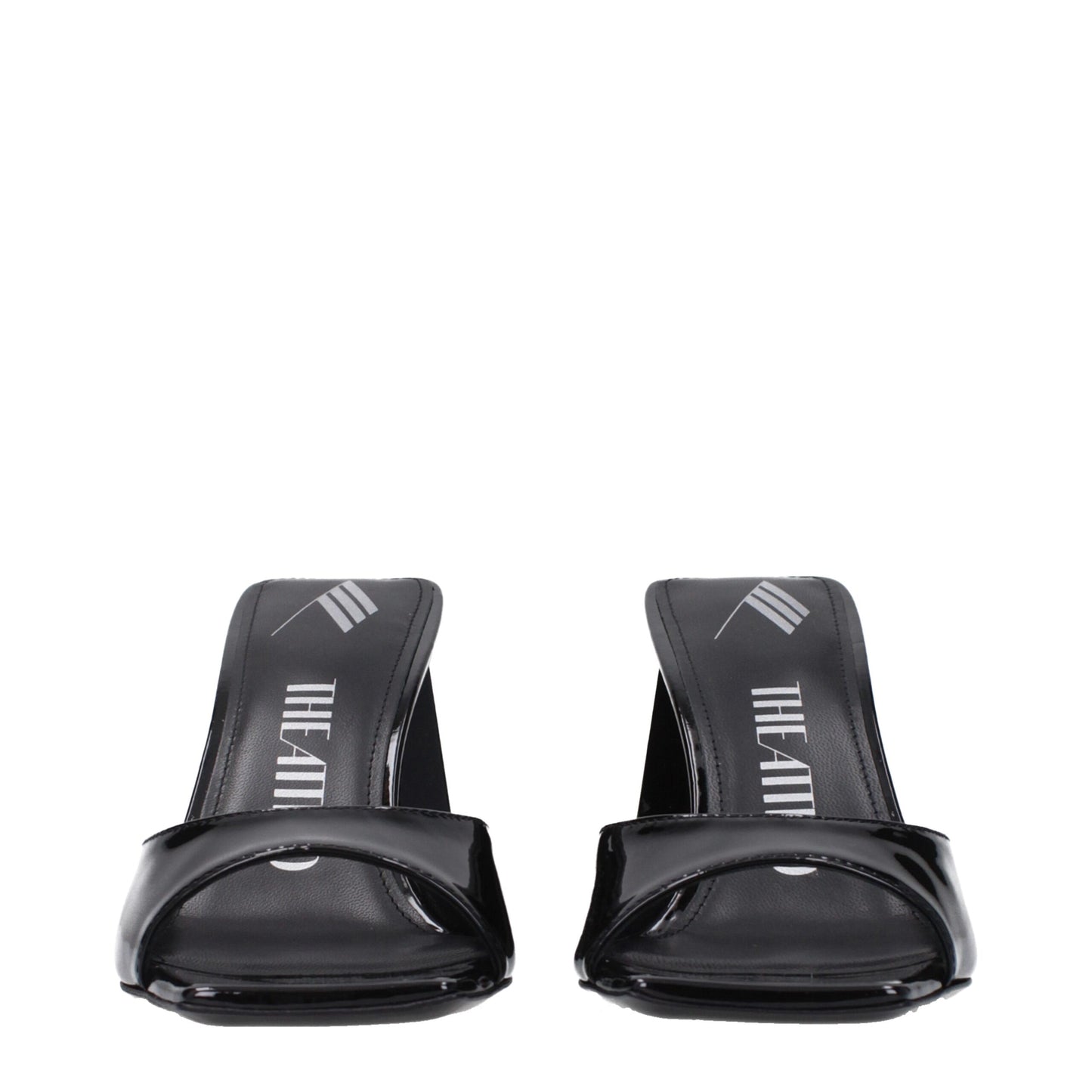 De Attico Zwarte Lederen Stiletto Hakken Sandalen