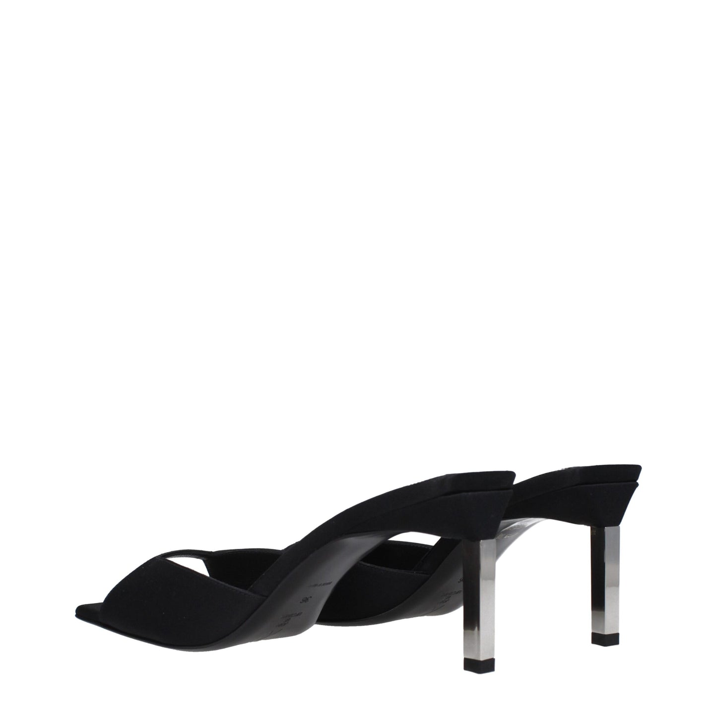 De Attico Zwarte Satijnen Stiletto Hakken Sandalen