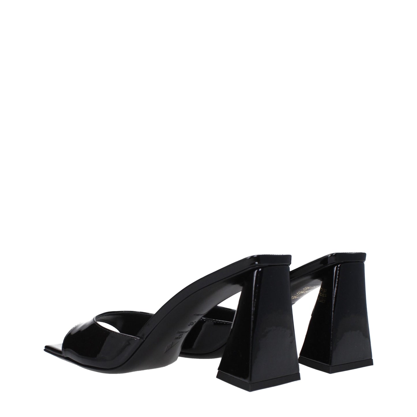 De Attico Zwarte Lederen Stiletto Hakken Sandalen