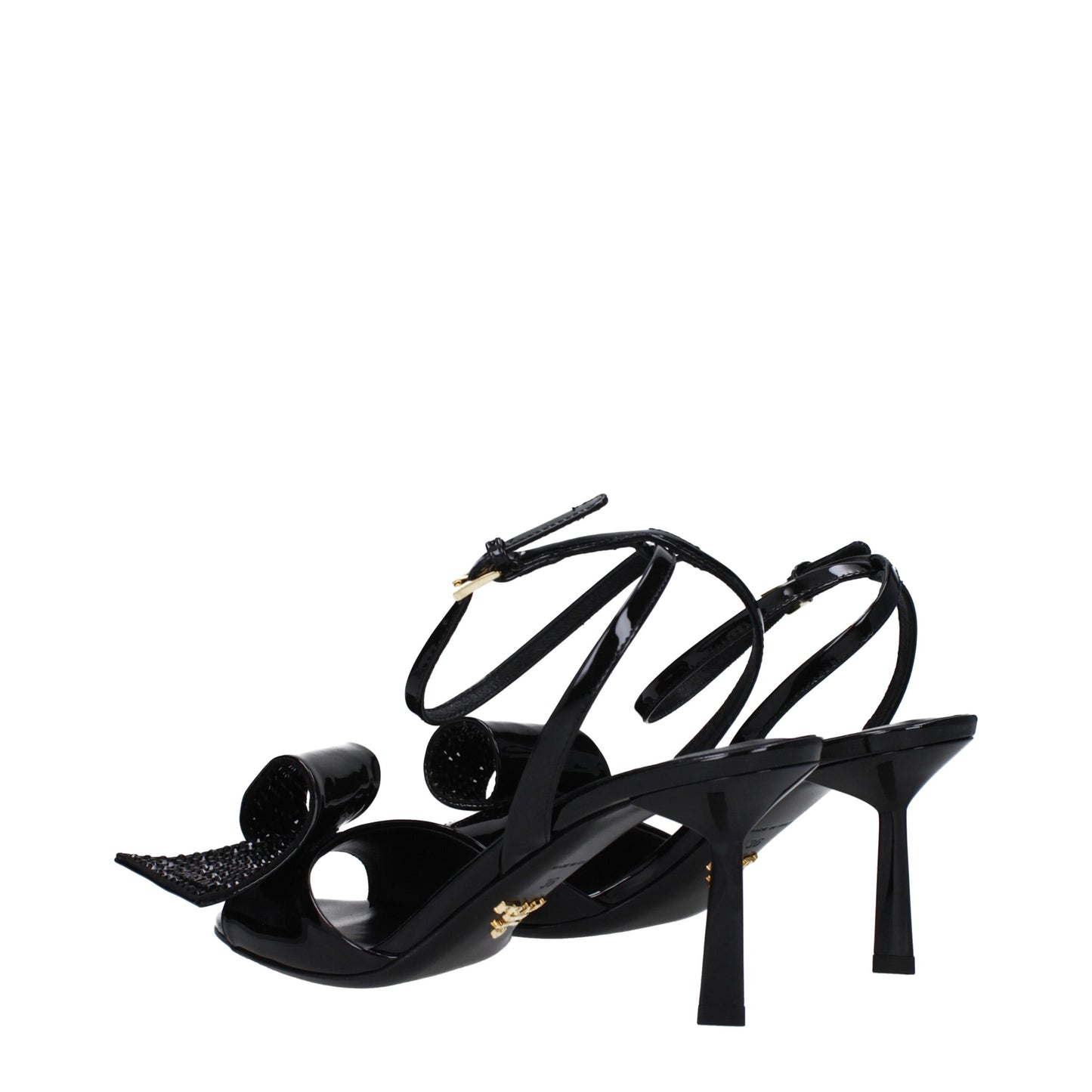 Prada Zwarte Lederen Stiletto Sandalen