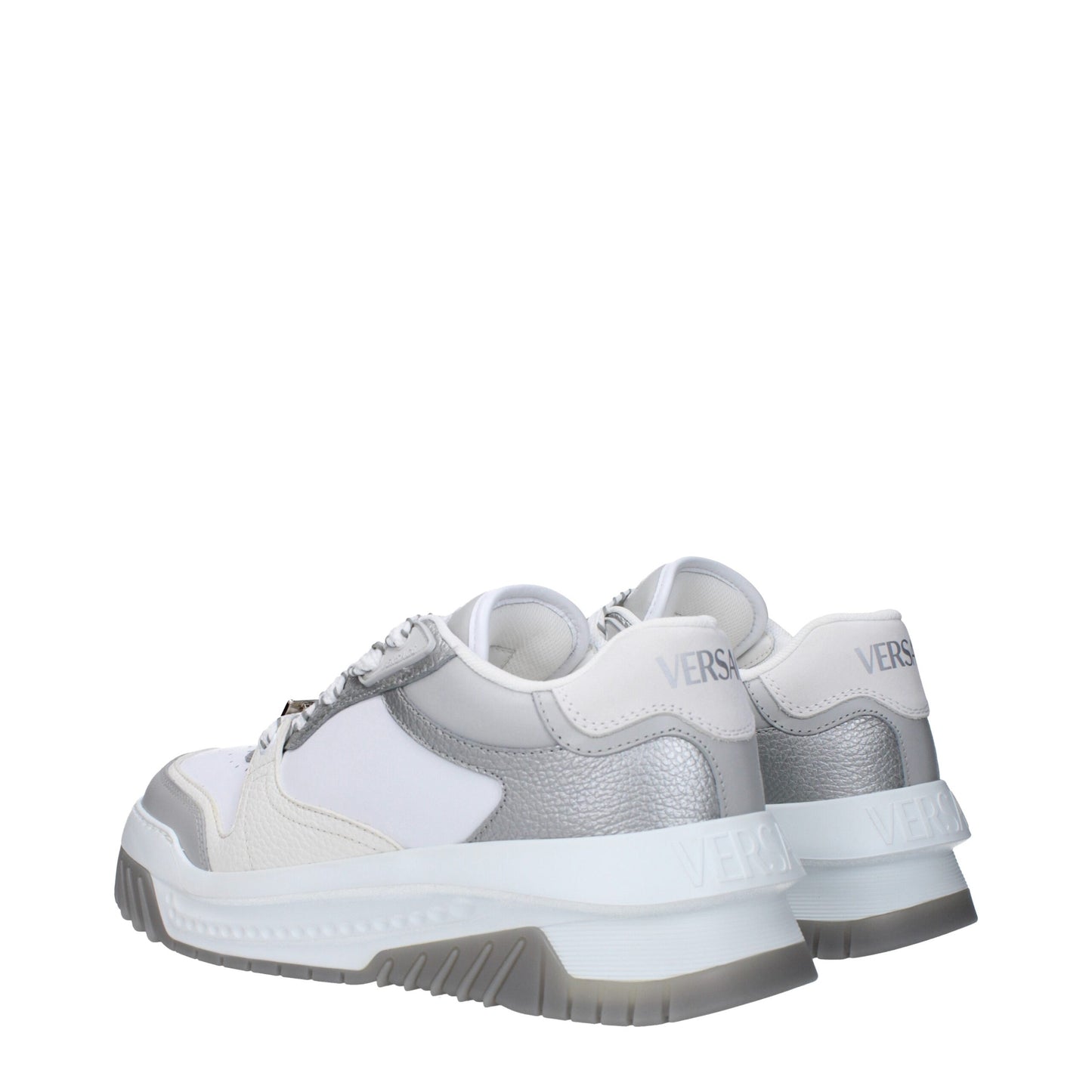 Sneakers en cuir blanc à semelle épaisse de Versace