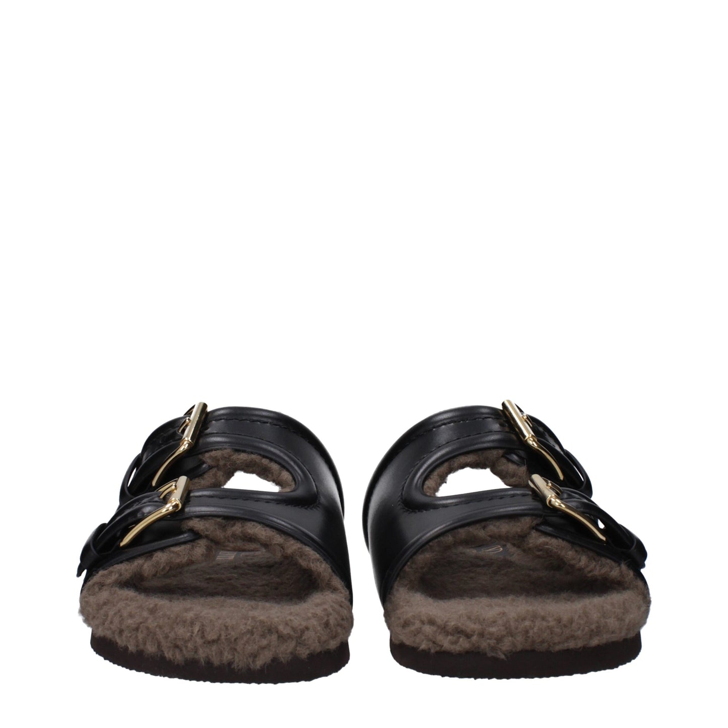 Valentino Garavani Zwarte Lederen Slippersandalen