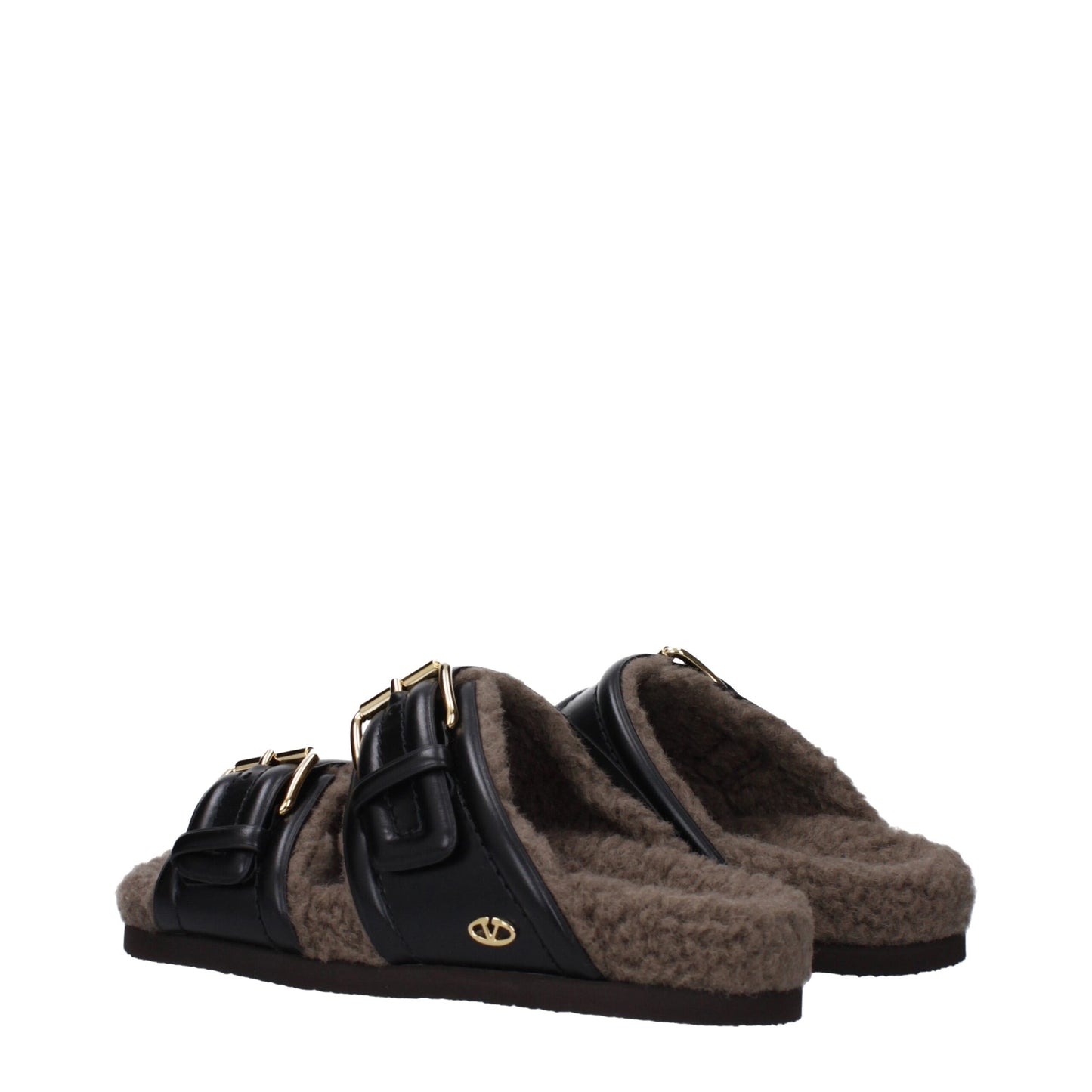 Valentino Garavani Zwarte Lederen Slippersandalen