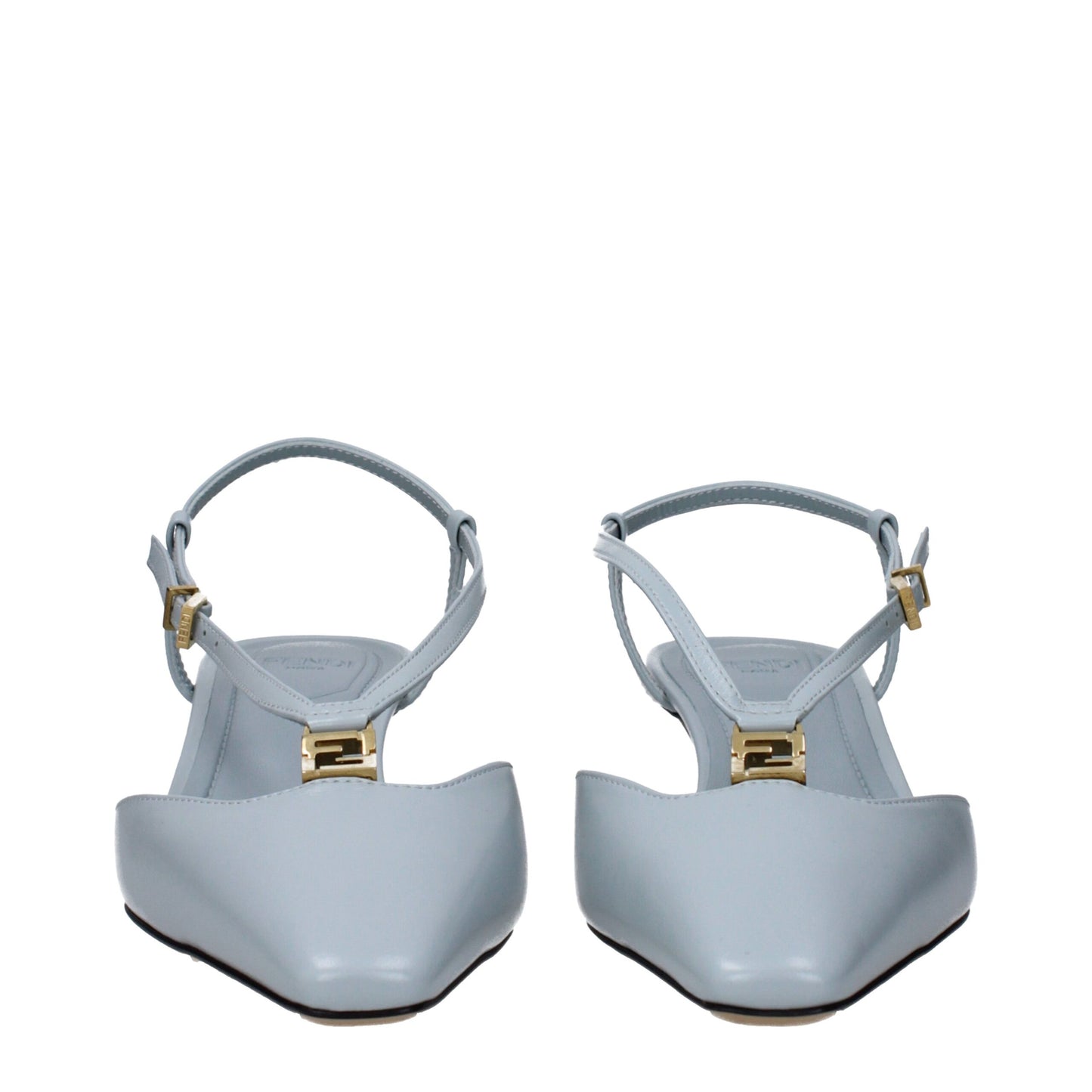 Fendi Lichte Blauwe Lederen Platte Sandalen