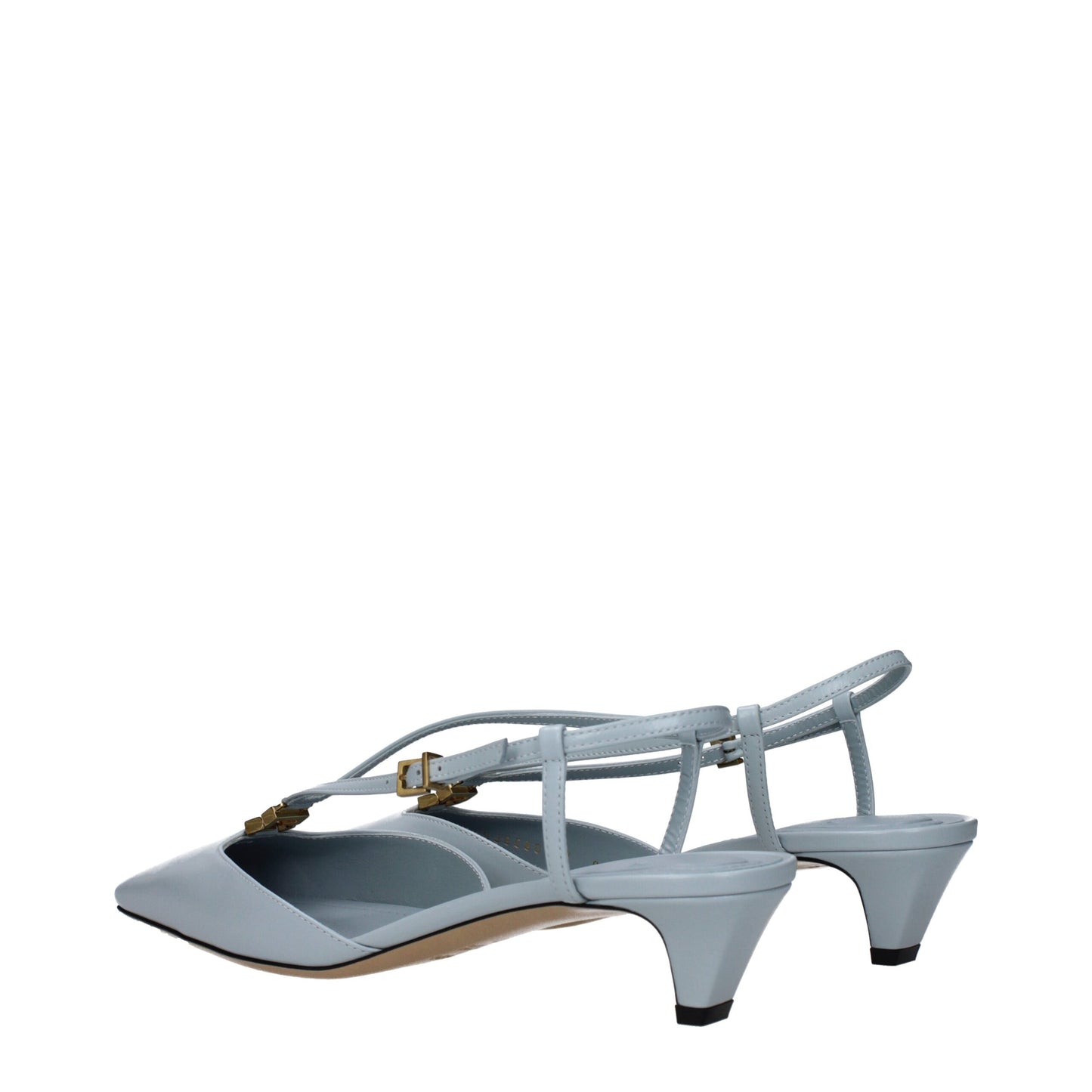 Fendi Lichte Blauwe Lederen Platte Sandalen