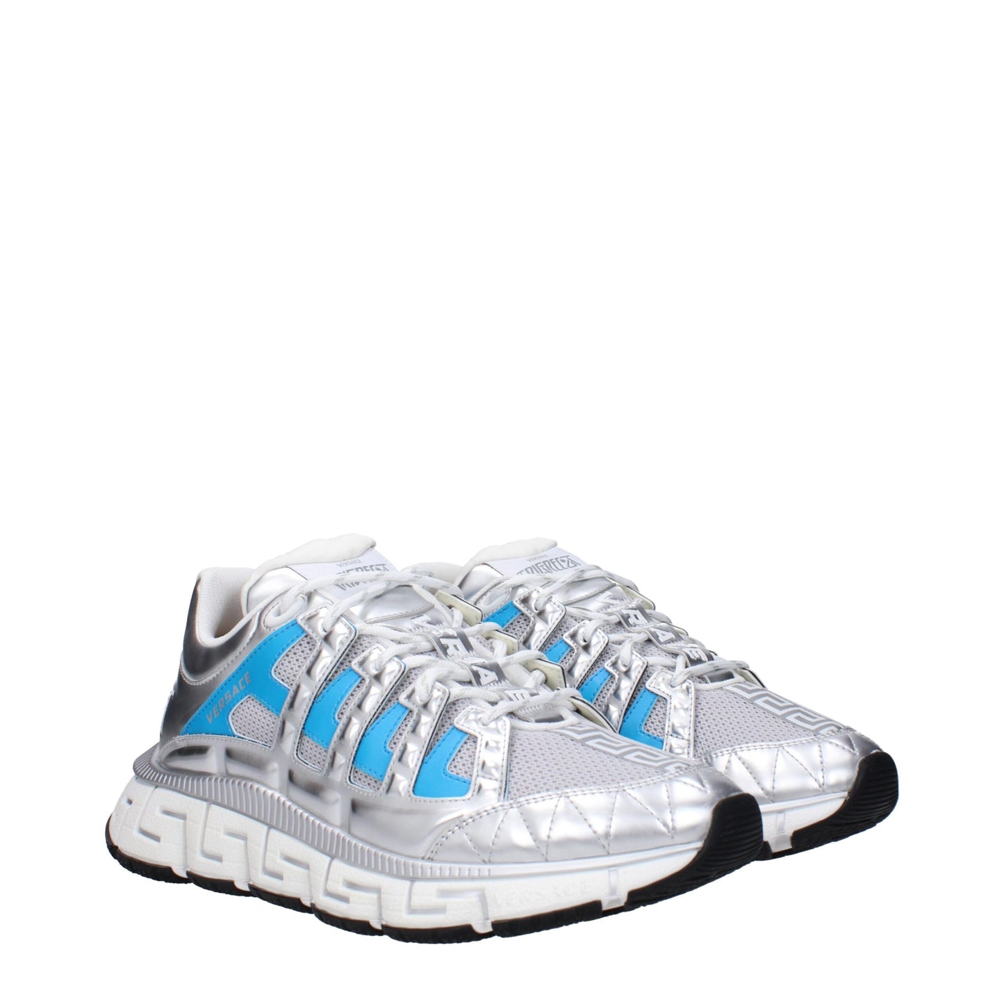 Sneakers de sport en tissu gris Versace