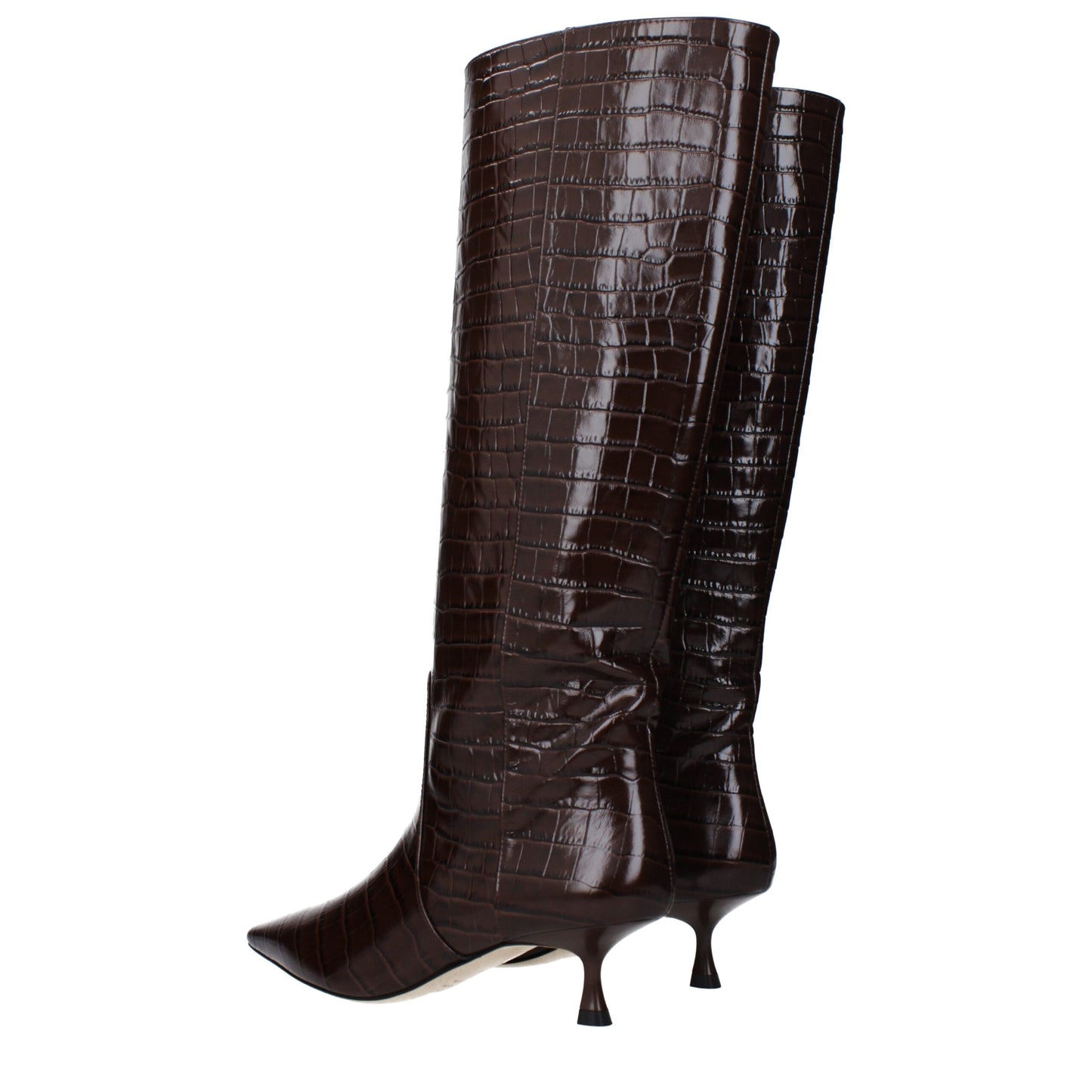 Bruine leren enkellaarsjes met hoge hak van Stuart Weitzman