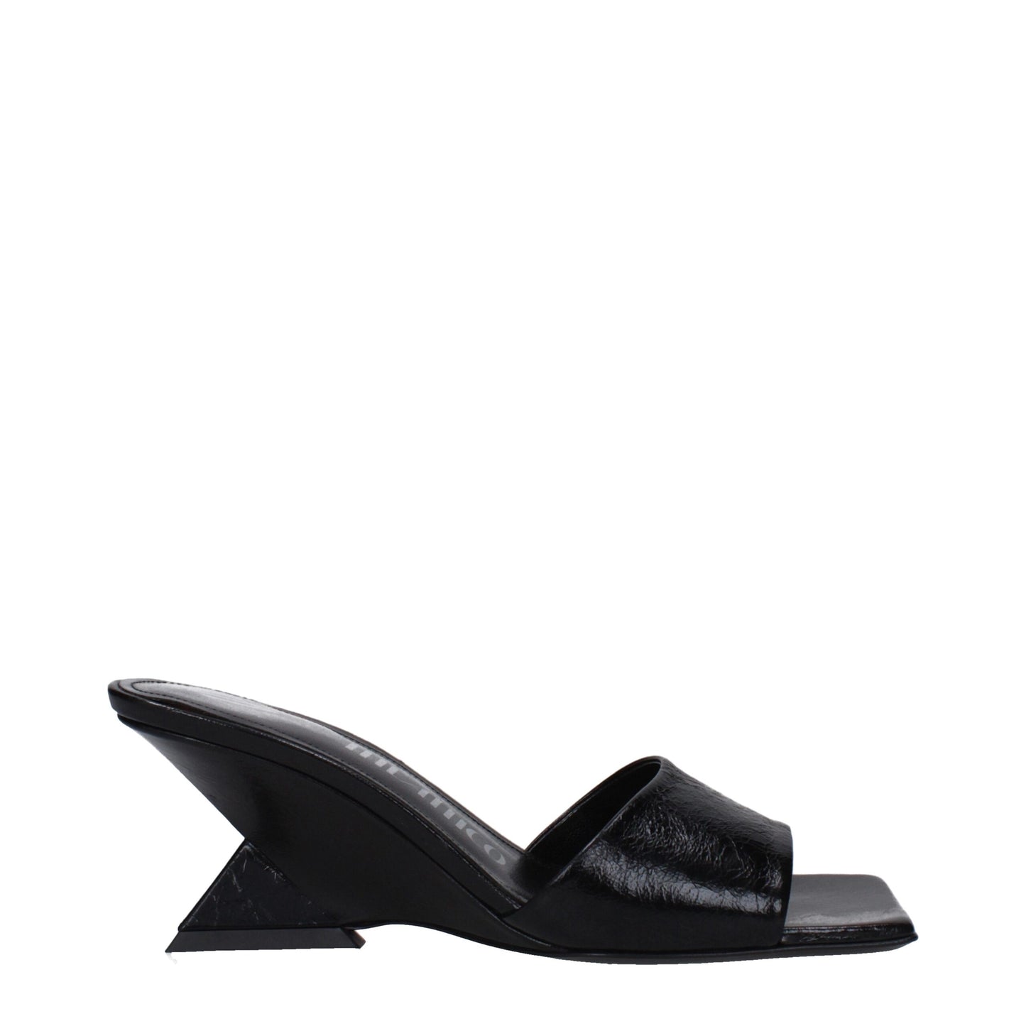De Attico leren platte sandalen in het zwart
