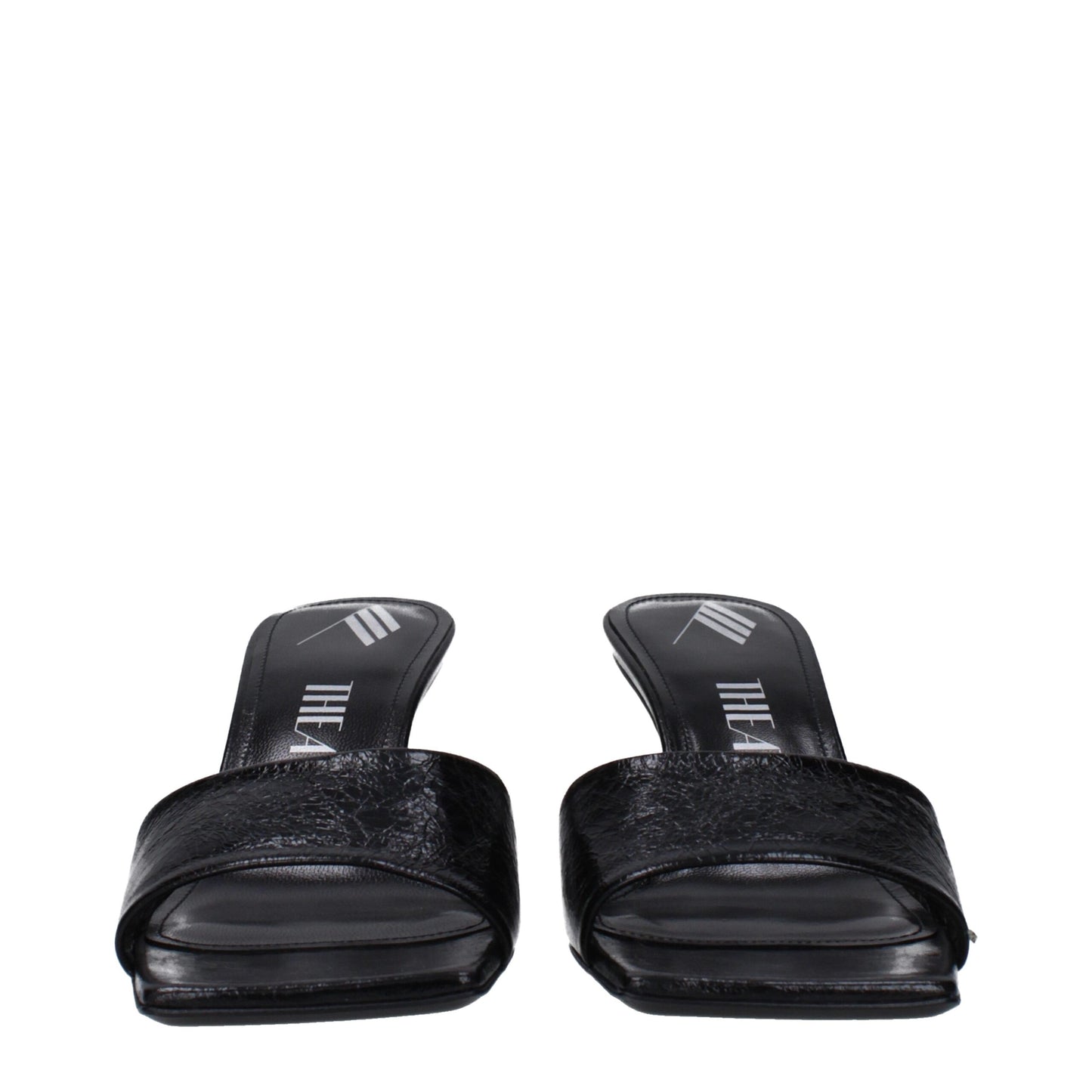De Attico leren platte sandalen in het zwart
