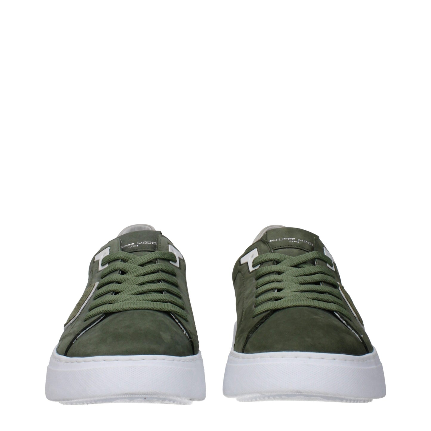 Baskets basses en cuir vert de Philippe Model
