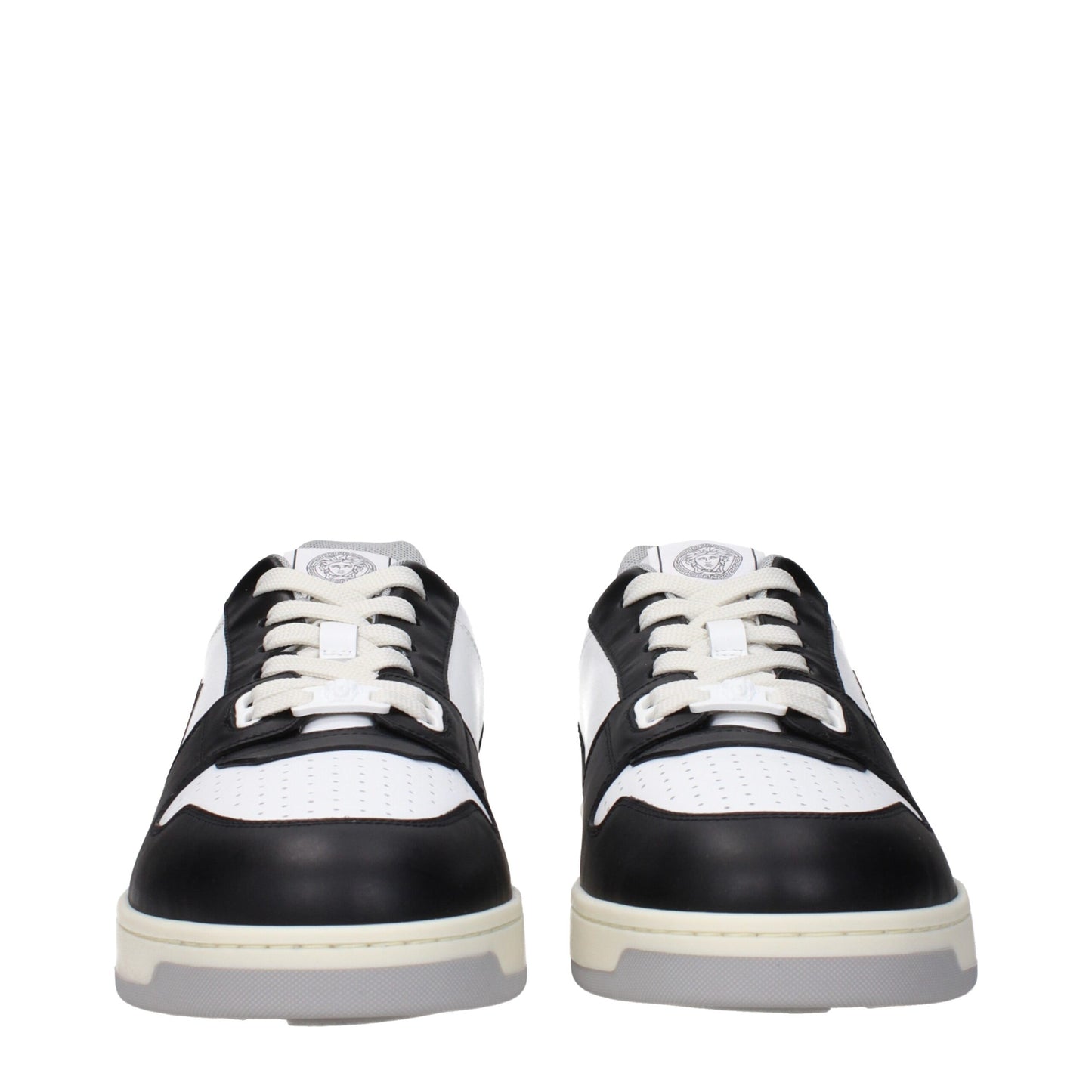Baskets basses en cuir blanc Versace