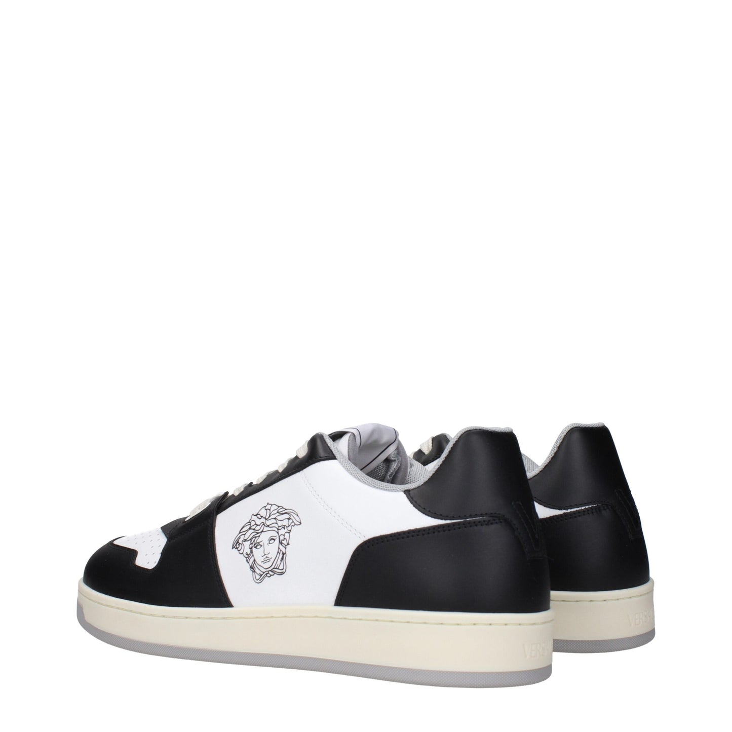 Baskets basses en cuir blanc Versace