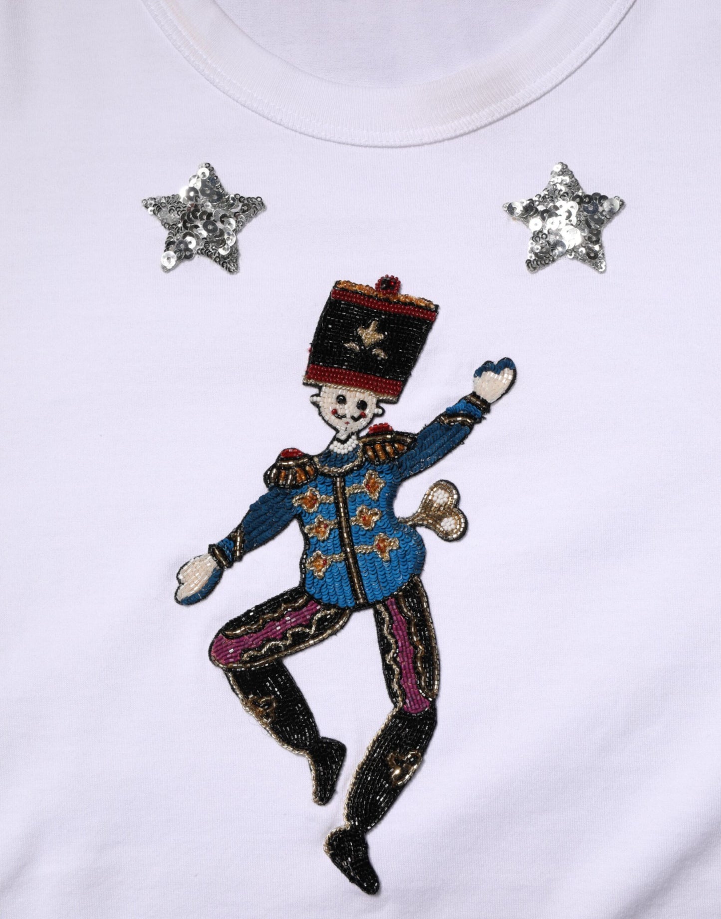 Dolce & Gabbana wit katoenen T-shirt met pailletten