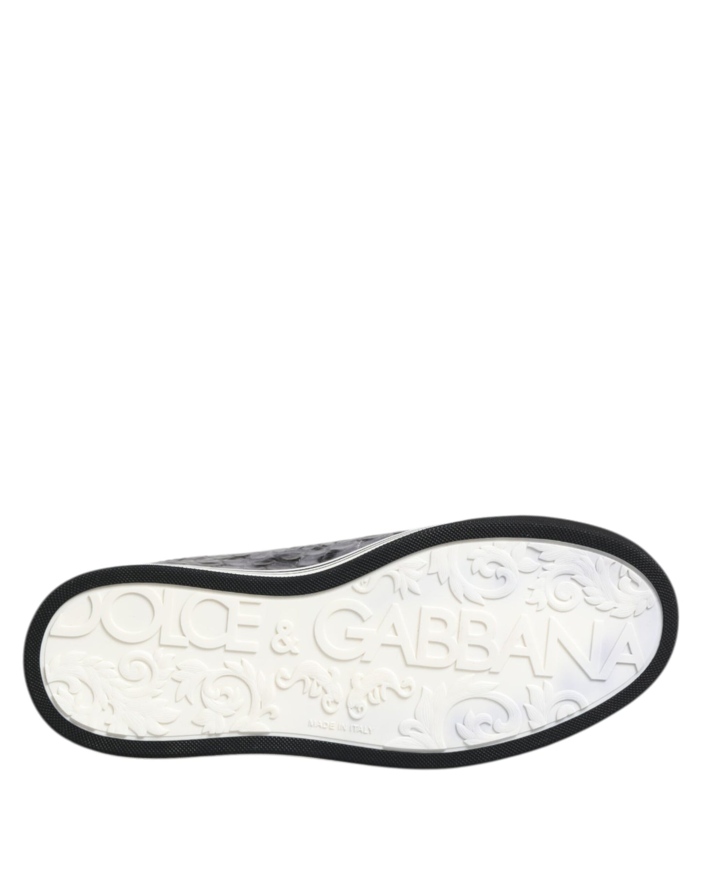 Dolce & Gabbana grijze leren sneakers met luipaardprint, lage top.