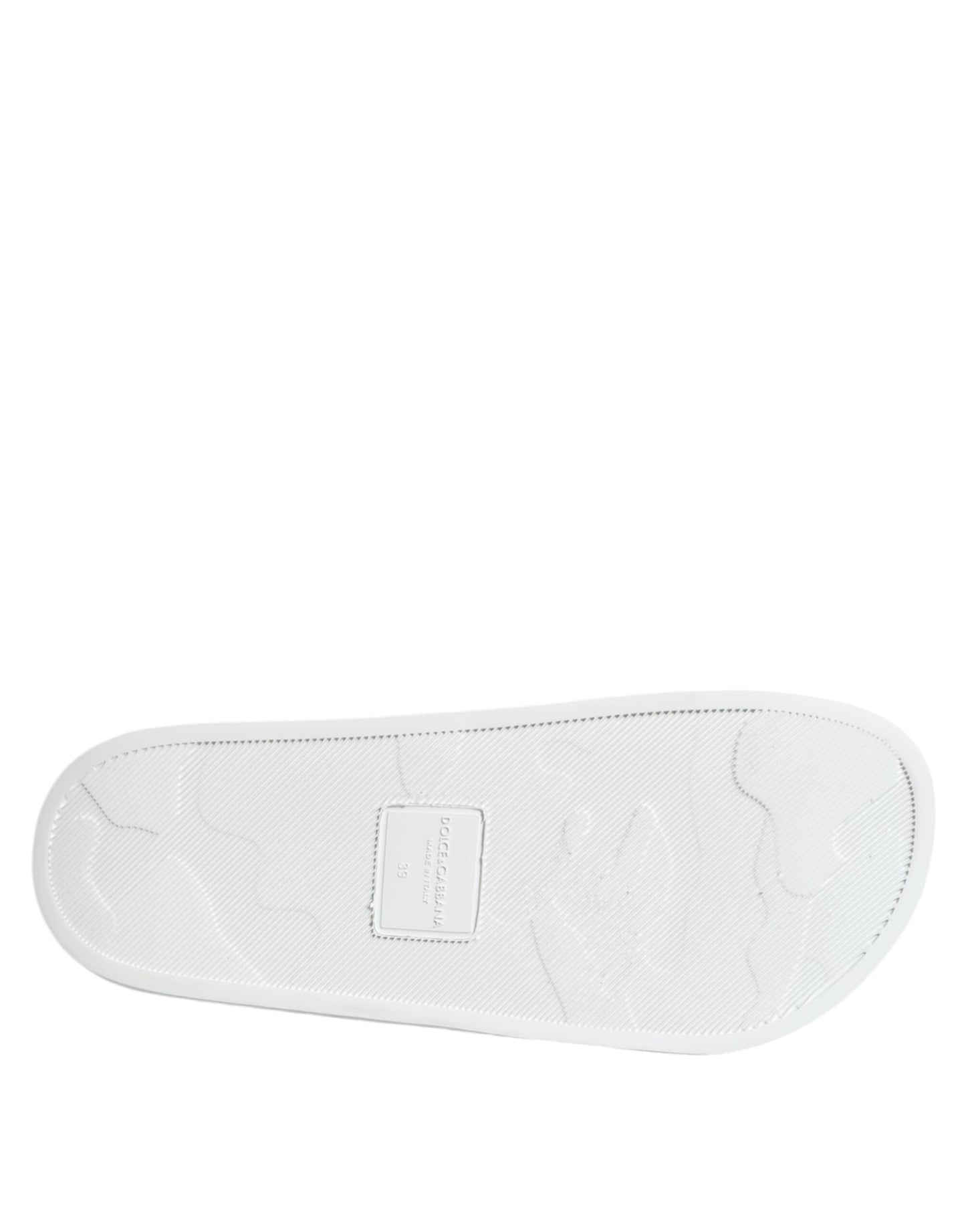 Sandales de plage en cuir blanc et noir Dolce & Gabbana