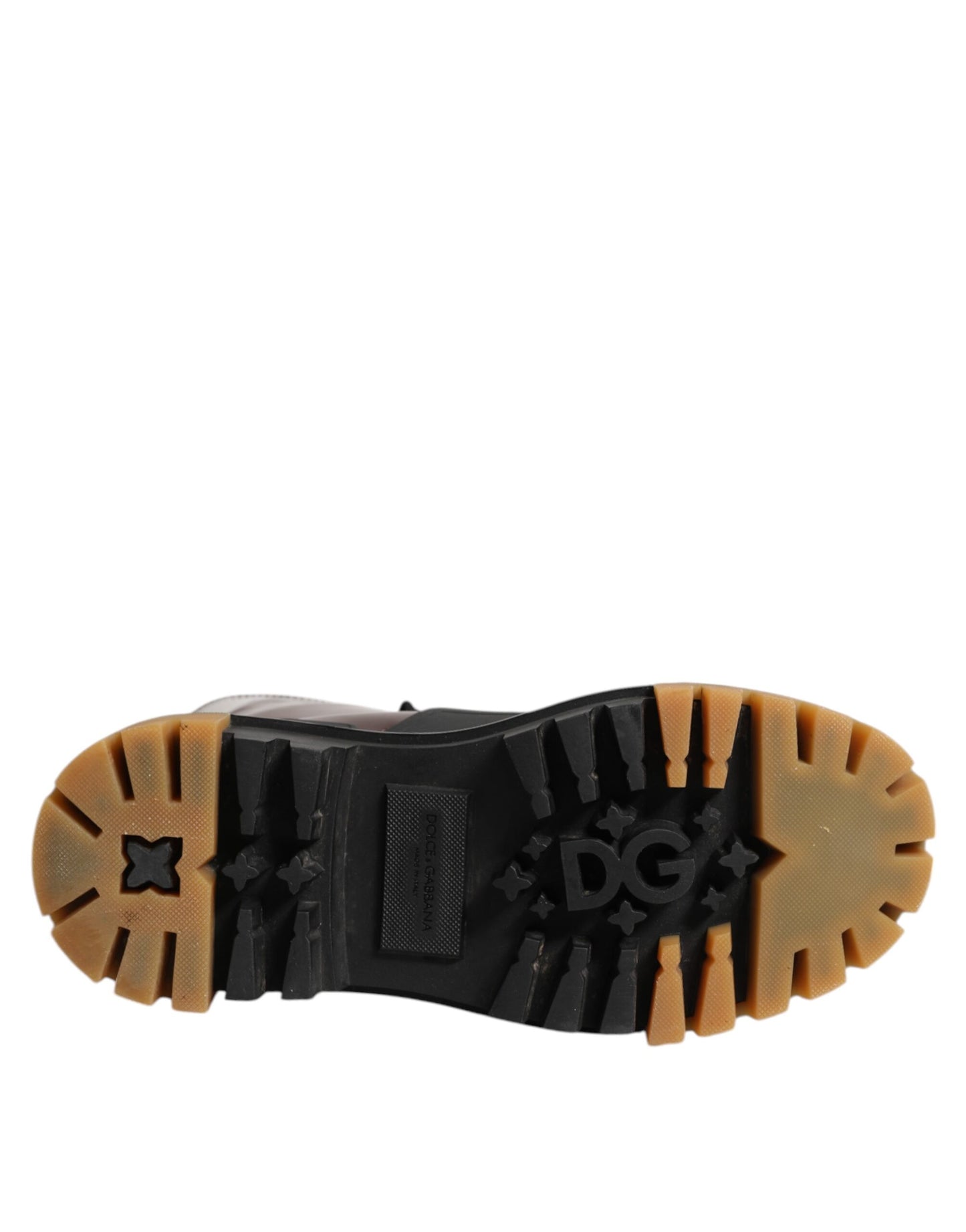 Dolce & Gabbana leren bikerlaarzen in kastanjebruin, tot halverwege de kuit.