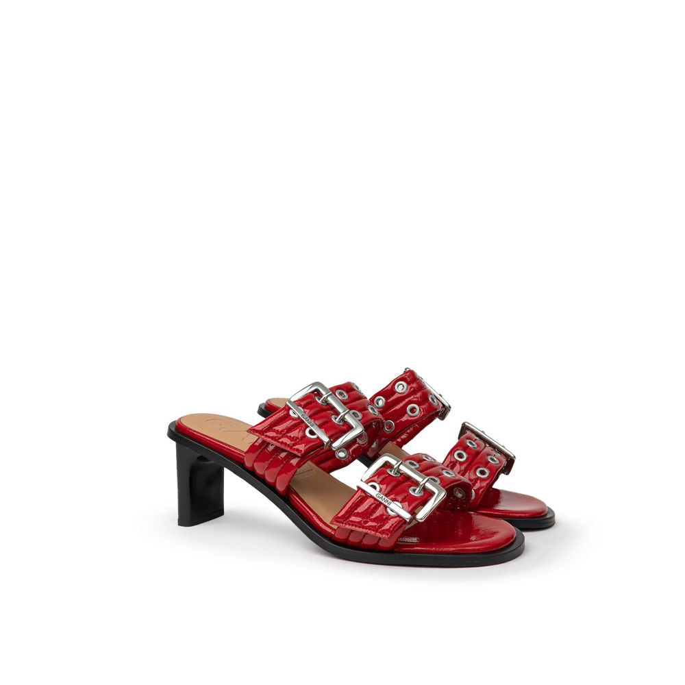 Ganni rode leren sandalen