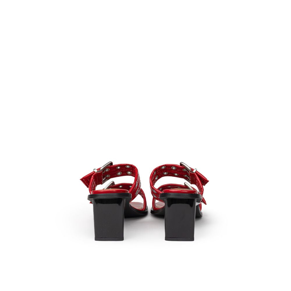 Ganni rode leren sandalen